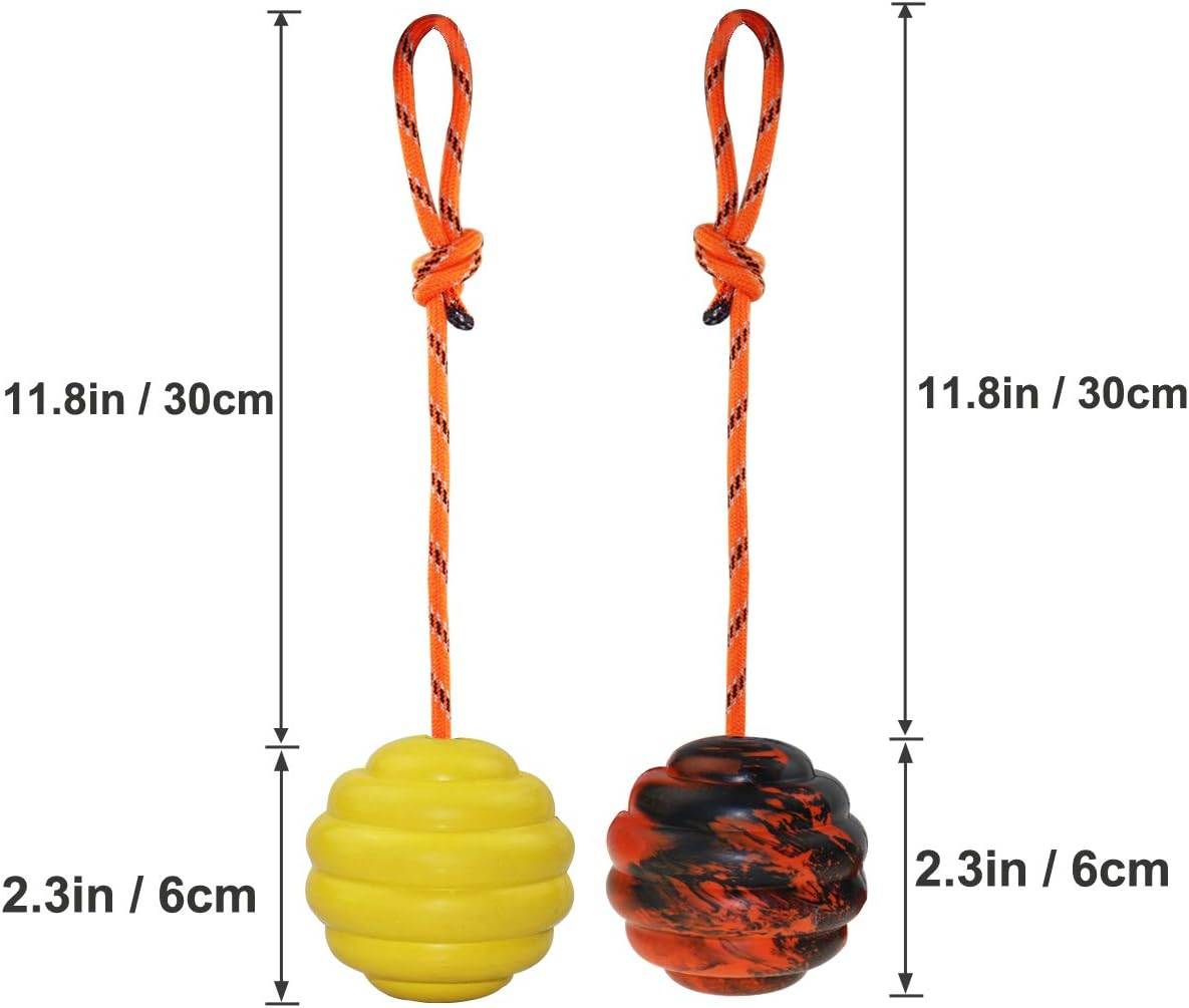 Nevperish K9 Training Ball with Rope, Exercise and Reward Toy for Dogs - Indestructible Dog Toy Ball with Handle for Training Pull, Throw, Tug - Belgian Malinois Gifts - Orange And Yellow image number 5