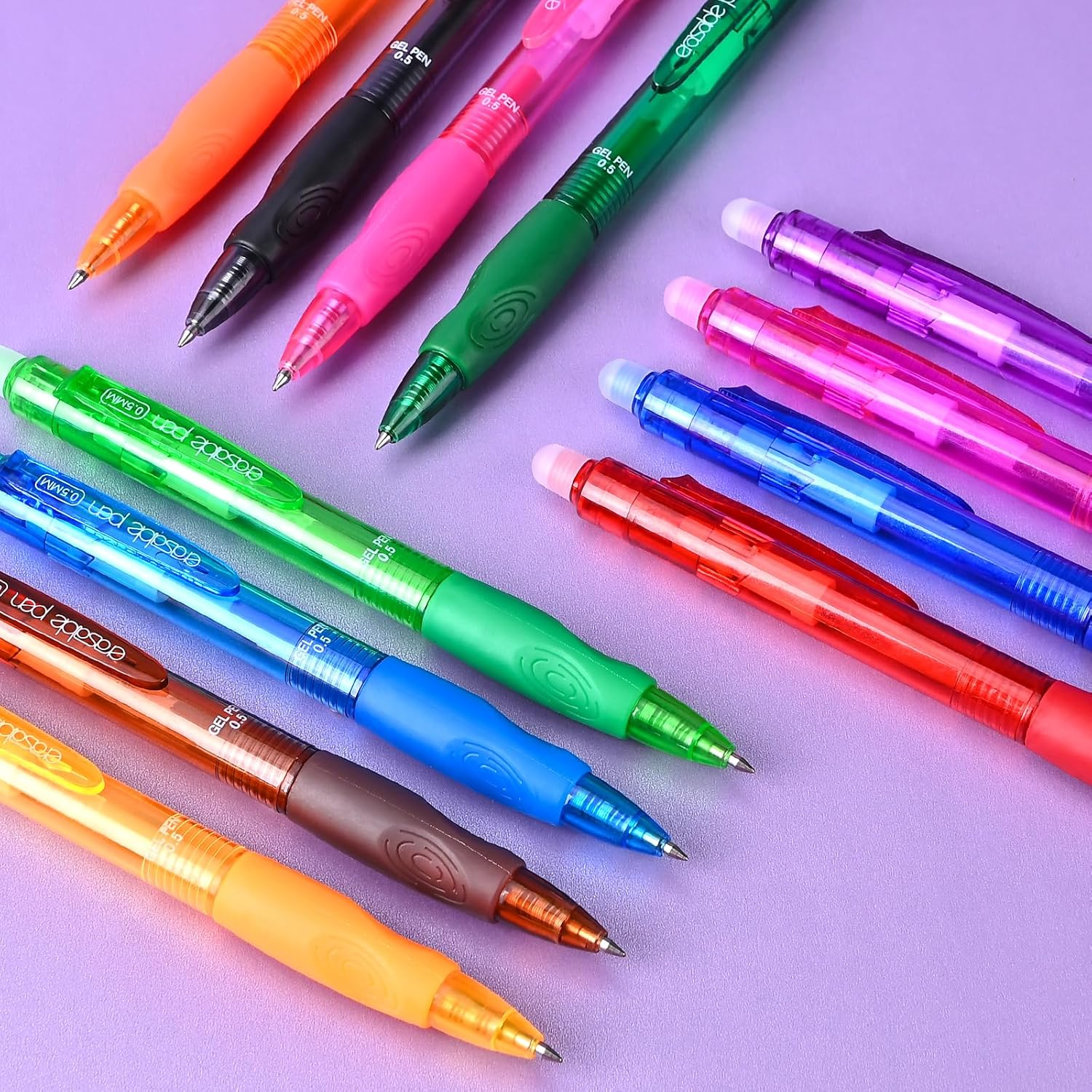 BAYTORY 12Pcs Colored Erasable Gel Pens, Fine Point 0.5 Mm, Assorted Colors Ink Rub Out Pen, Writhing Comfortable to Use for Taking Marking Planner Crossword Puzzles (Multicolor) image number 2