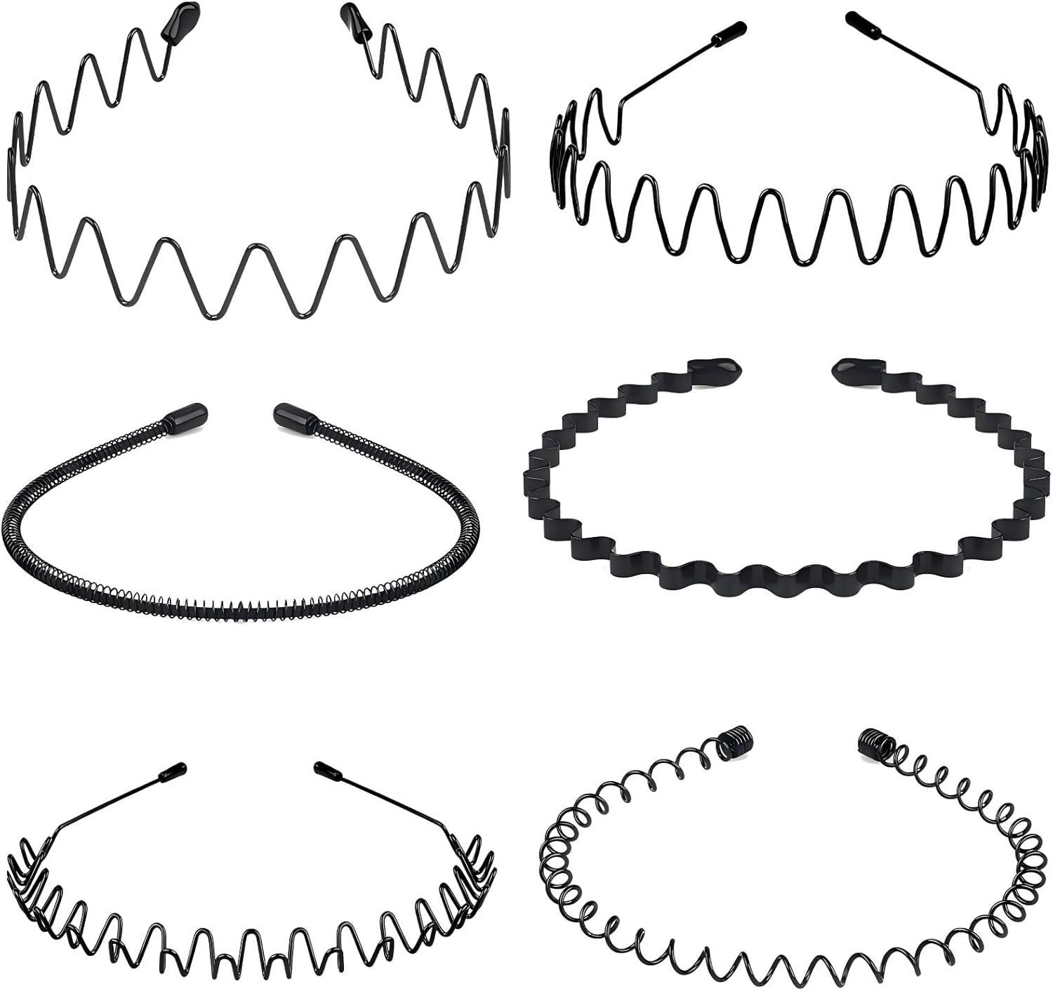 Hair Band, Metal Headbands for Men Fashion Headband for Women, Unisex Wavy Hair Bands Outdoor Sports Head Bands Simple Elastic Non-Slip Headwear Accessories, Wash Your Face & Apply Facial Mask-6 Pack