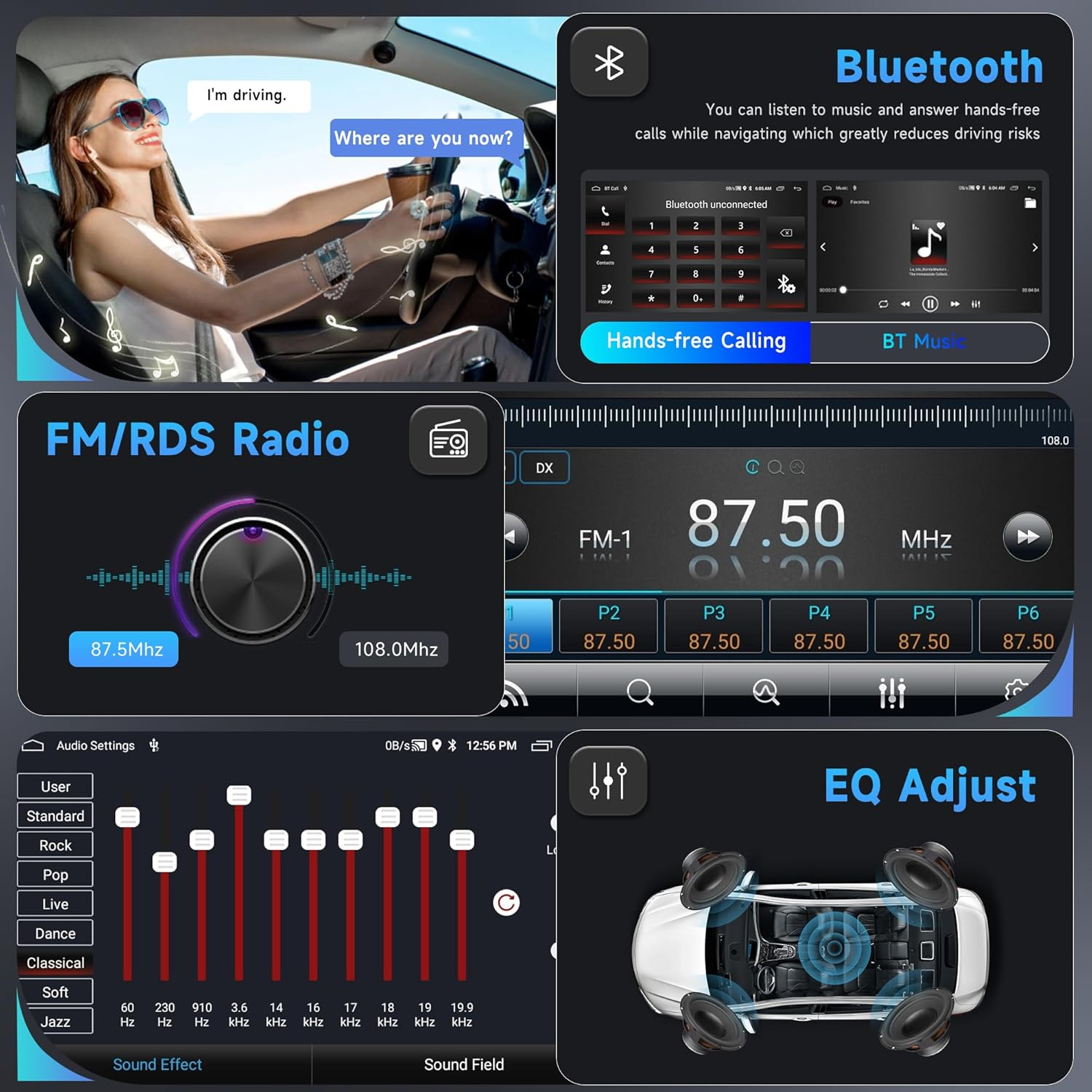 4+64G Android Car Radio for VW Passat Golf MK5 MK6 Jetta T5 EOS Polo Touran Seat Sharan Wireless Carplay Android Auto, 7'' Touchscreen Head Unit with Mirror Link Wifi GPS Bluetooth FM EQ Rear Camera image number 5