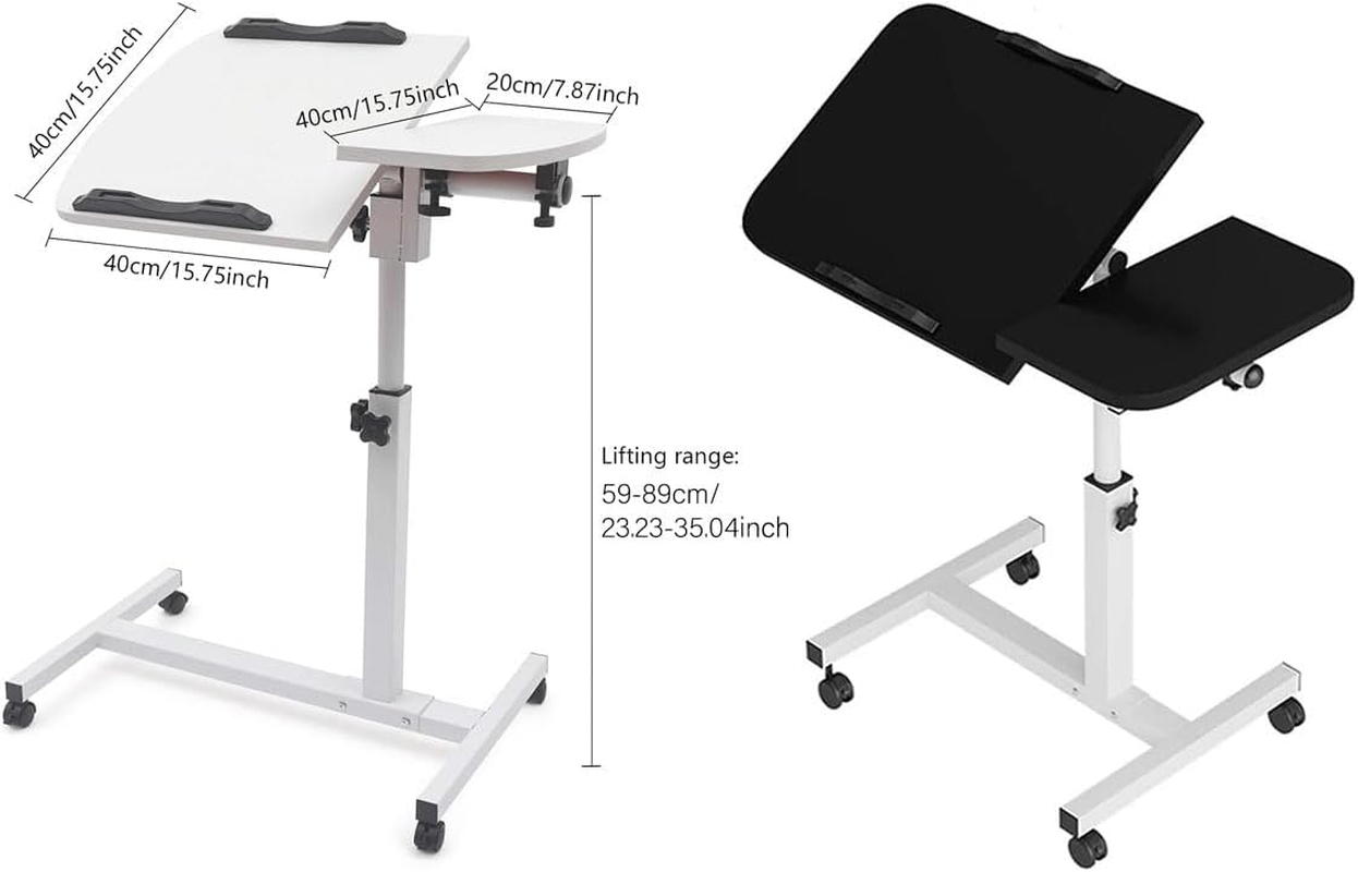 AIMALL Folding Computer Desk Stand - Adjustable Floor-Standing Reading Table for Lazy People, Movable Bedside Table, Electric Height Adjustment - Foldable-Computer-Desk-Stand-White image number 2