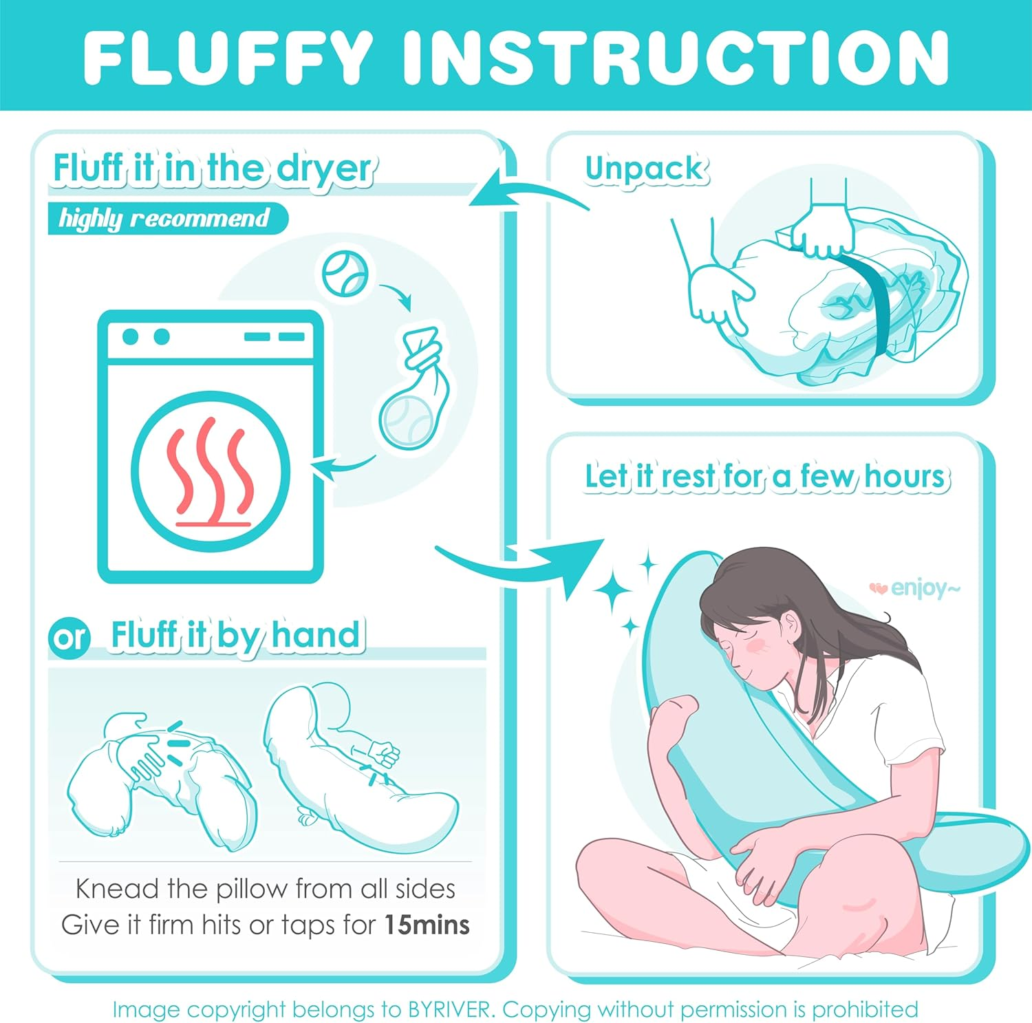 BYRIVER 39" Pink Purple Cute Body Pillow for Women Girl Side Sleepers, C Shaped Pregnancy Pillow, Anxiety Relief Hugging Pillow for Adults, 100% Cotton Pillow Cover, Gifts for New Mom (ZI-L)