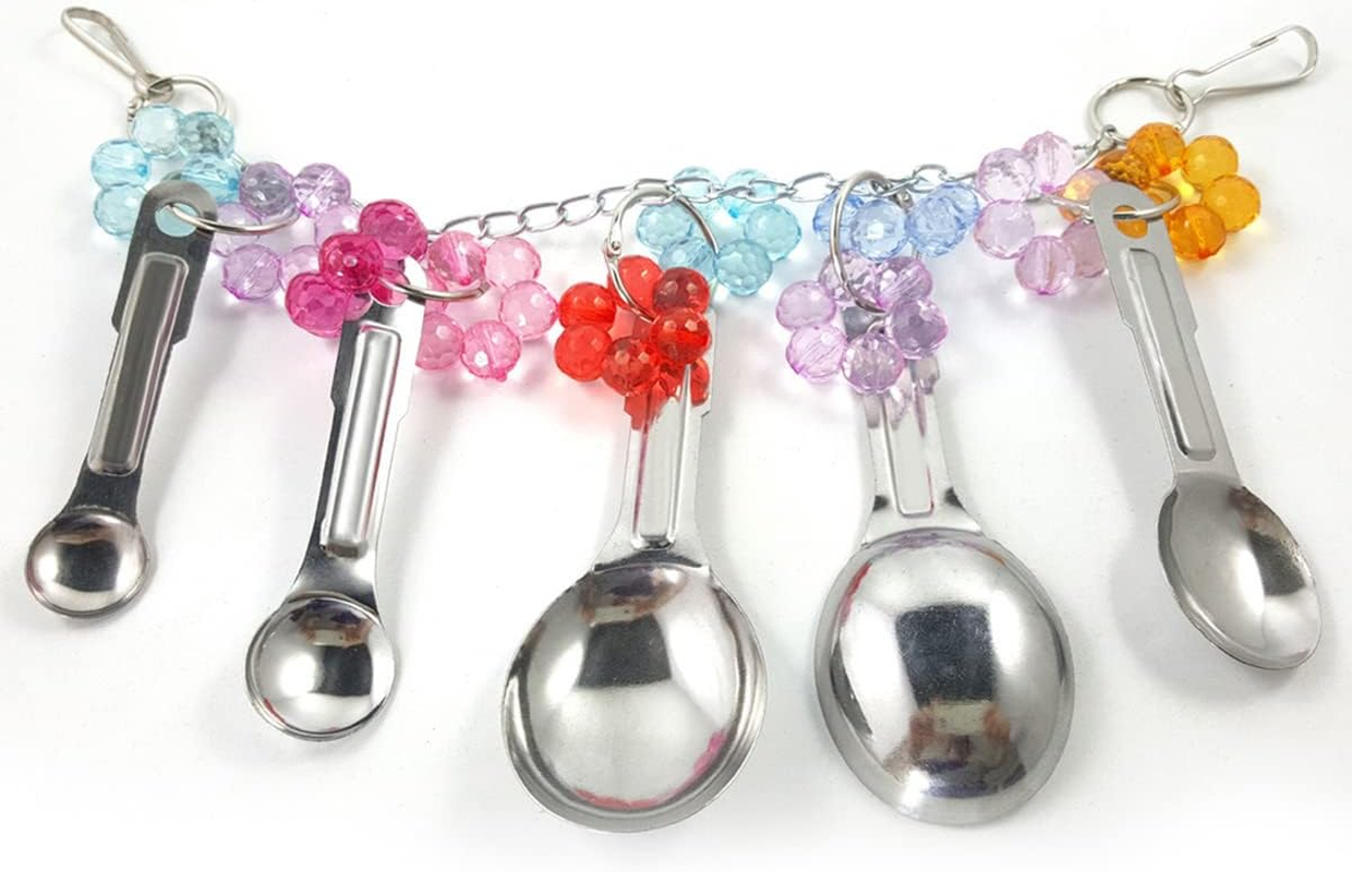Yamibobo Bird Toy Bird Parrot Toy Spoon, Colorful Stainless Steel and Acrylic Cage D&eacute;cor, Beak Conditioner for Birds with Soft Beaks, Good for Bird'S Mental and Physical Health image number 4
