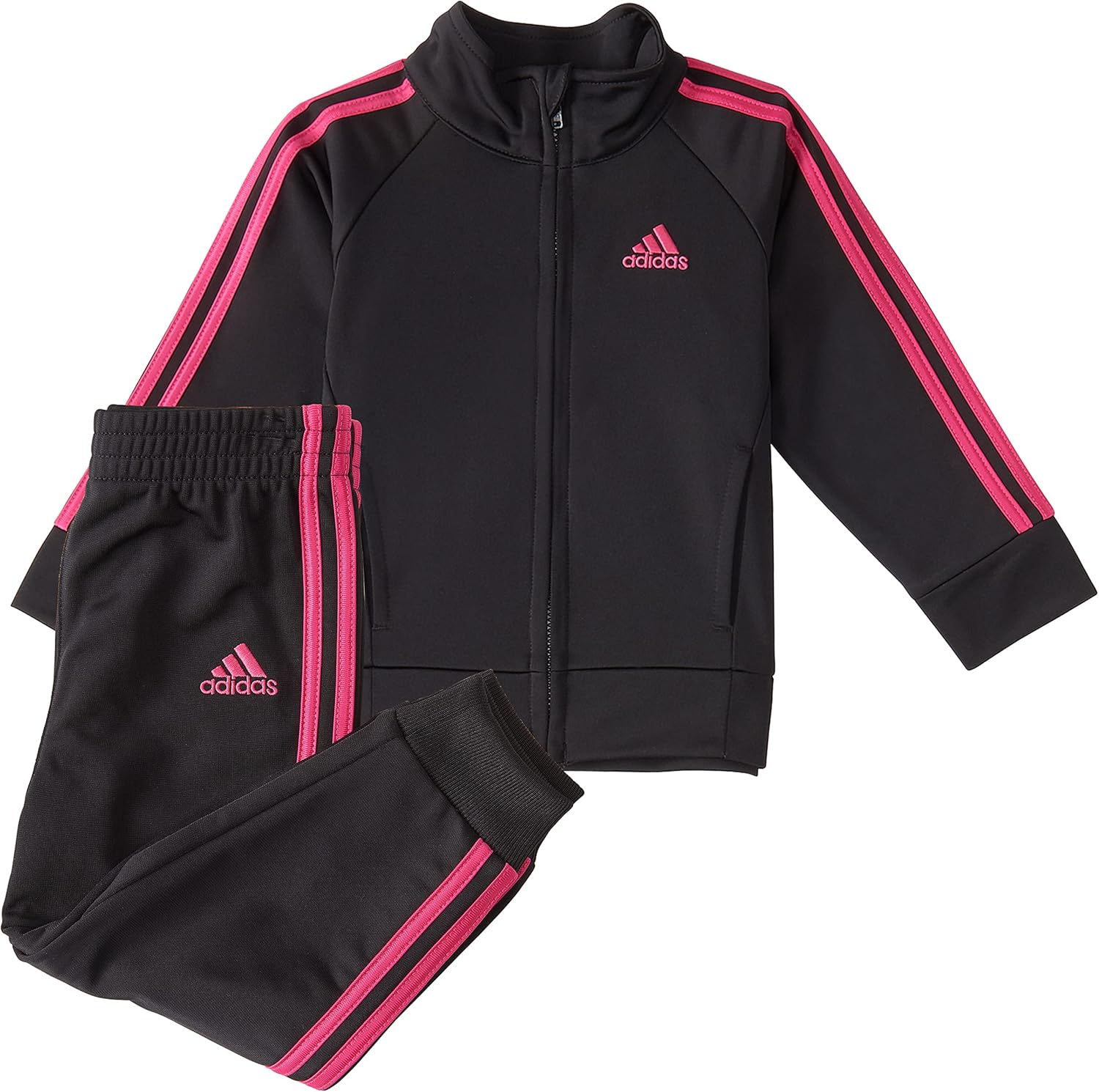 Adidas Girls Zip Front Classic Tricot Jacket and Joggers Set