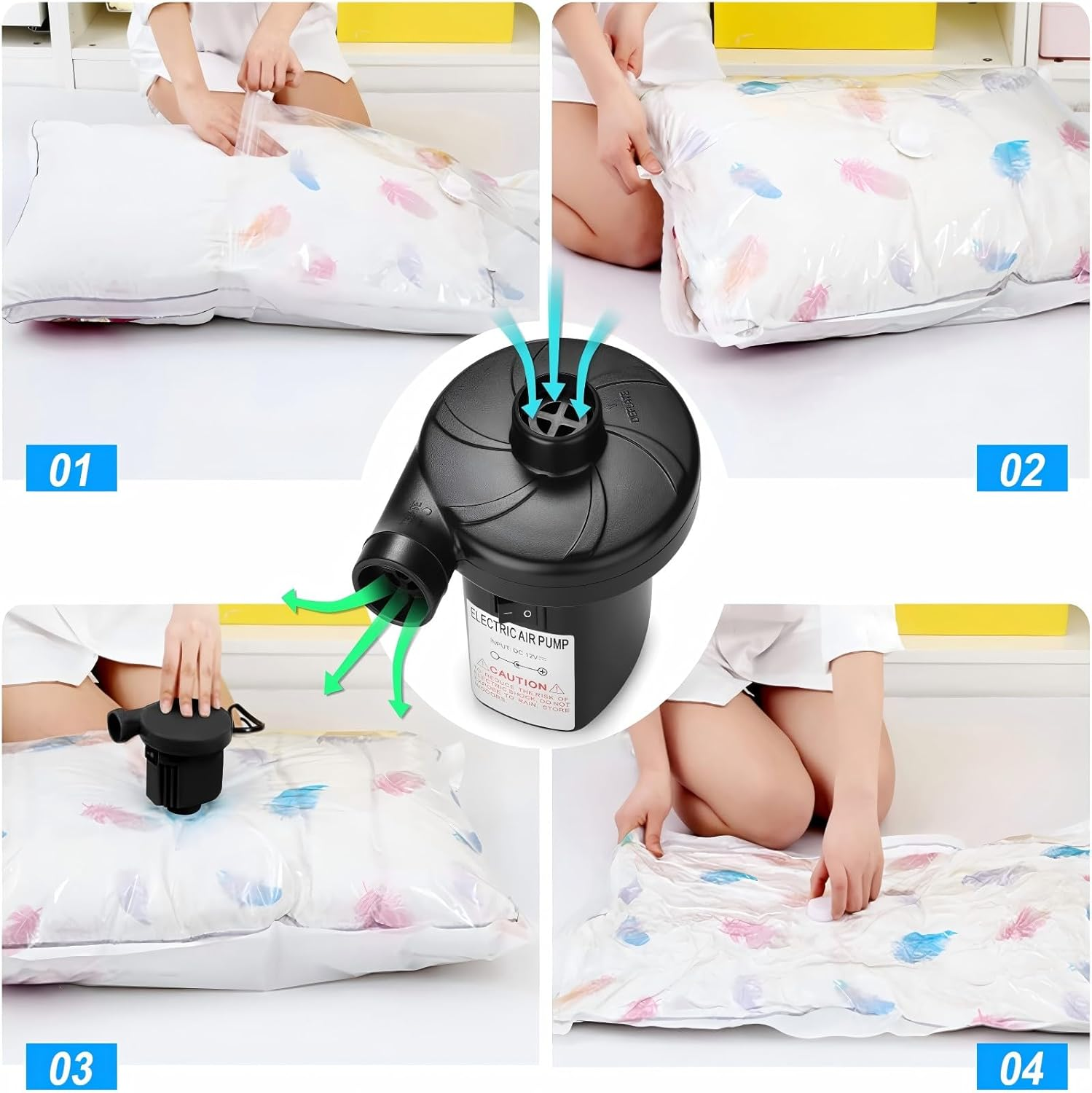 Electric Air Pump for Inflatables + 3 Nozzles, Perfect Home Inflator/Deflator Pumps Portable Quick-Fill, Ideal for Air Mattress Balloon Pump Swimming Rings Inflatable Boat Pool Floats Raft Sofa Kayak image number 3