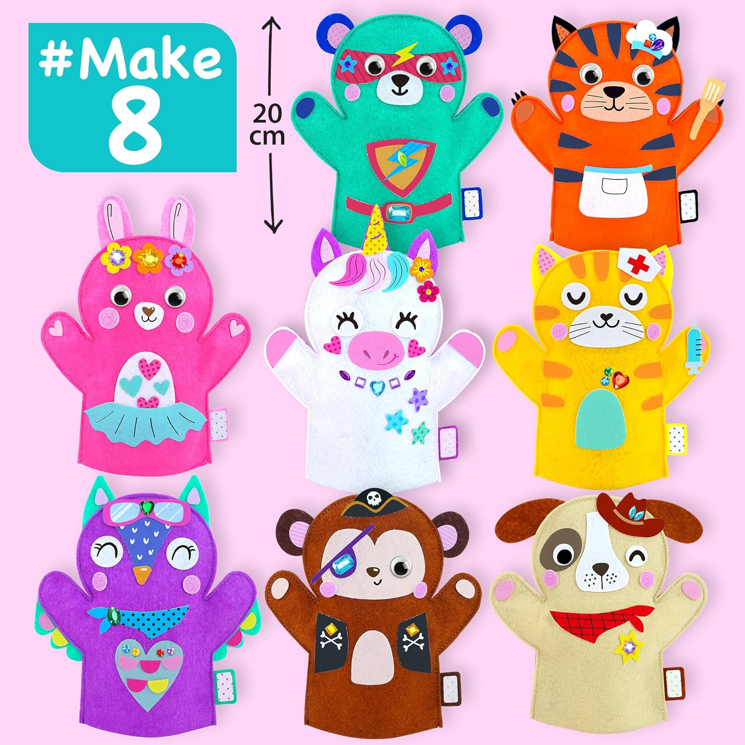 Unicorn Hand Puppet Making Kit for Kids Age 5-8 - DIY Puppet Making Craft Kit - Creative Arts & Crafts Set, Educational Gift - 8 Projects, Extra Stickers for Decoration image number 5