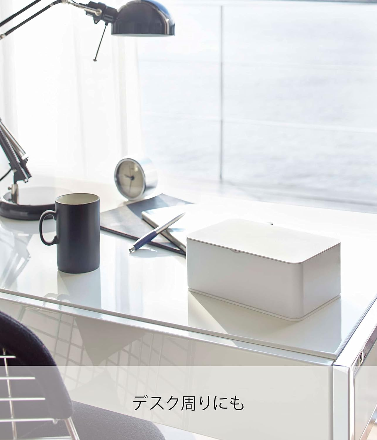 Yamazaki Industries 5578 Wet Wipes Case, White, Approx. W 6.3 X D 3.9 X H 2.4 Inches (16 X 10 X 6 Cm), Smart Smart Paper Stopper Included image number 3