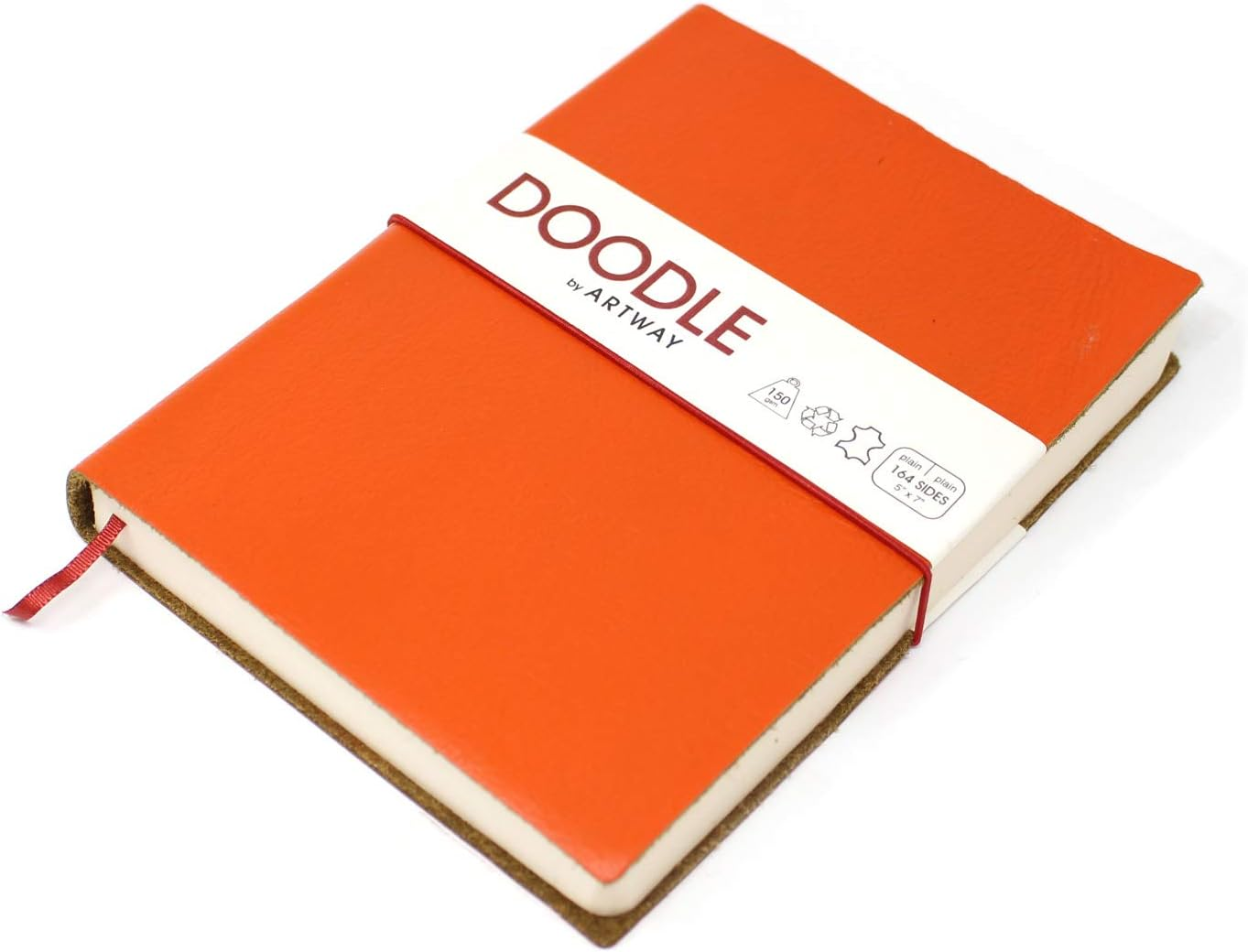 Artway Doodle - Orange Leather Journal/Sketchbook - 150Gsm Cartridge Paper - 175 X 125Mm - 82 Pages - Mandarin
