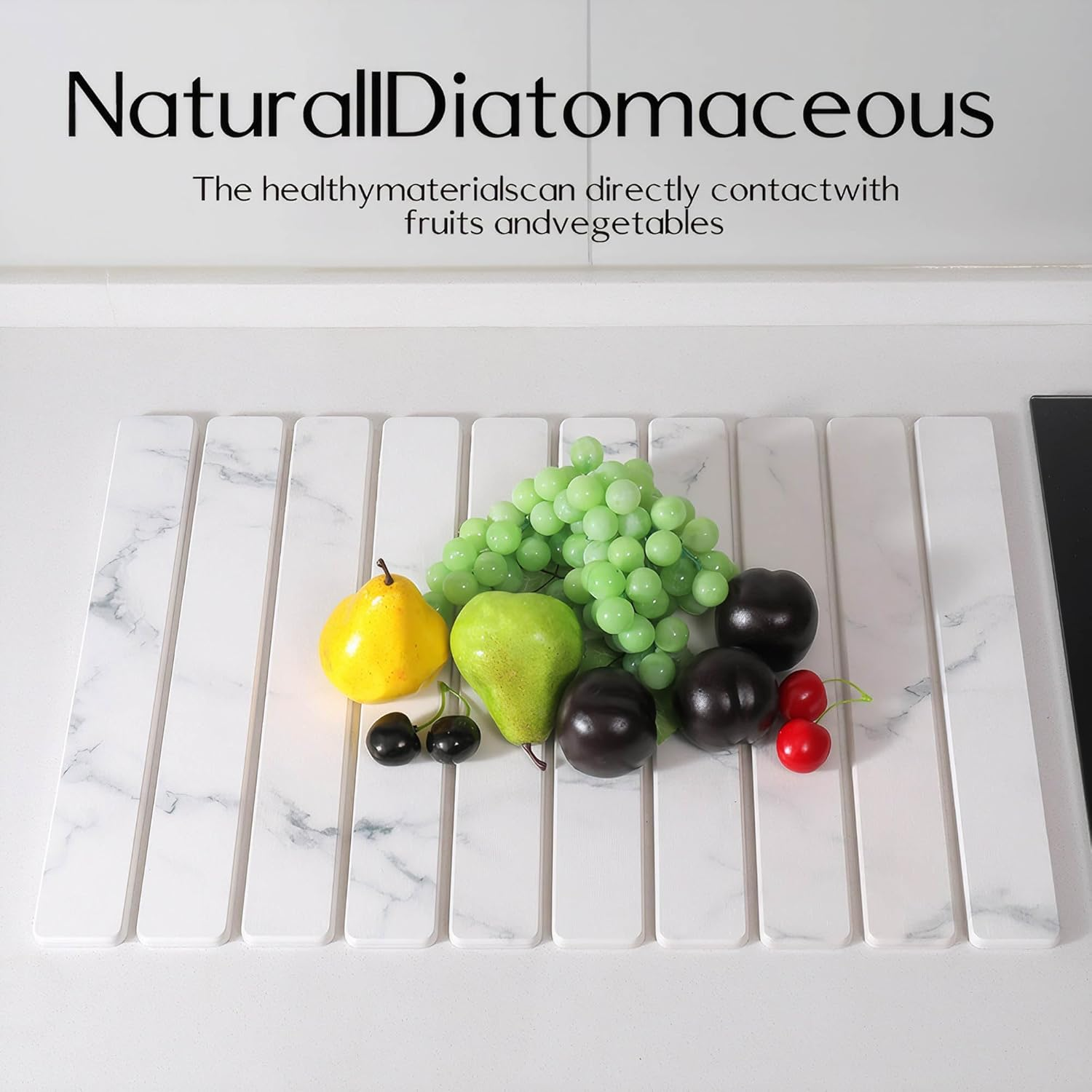 Kitchen Counter Stone Dish Drying Mat Foldable Absorbent Quick Dry Heat-Resistant Diatomite Pad (Grey) image number 3