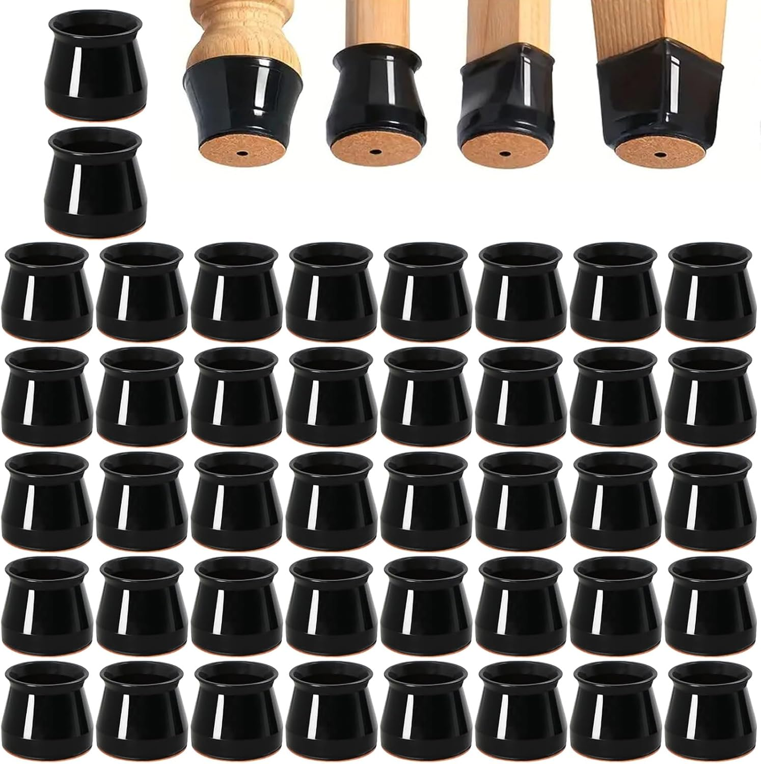 32PCS Silicone Chair Leg Protectors - Thicken Rubber Chair Feet Caps Covers Pads, Furniture Pads Floor Protectors for Hardwood Floors Protectors for Chairs, No Scratches and Reduce Noise (Clear02, S)