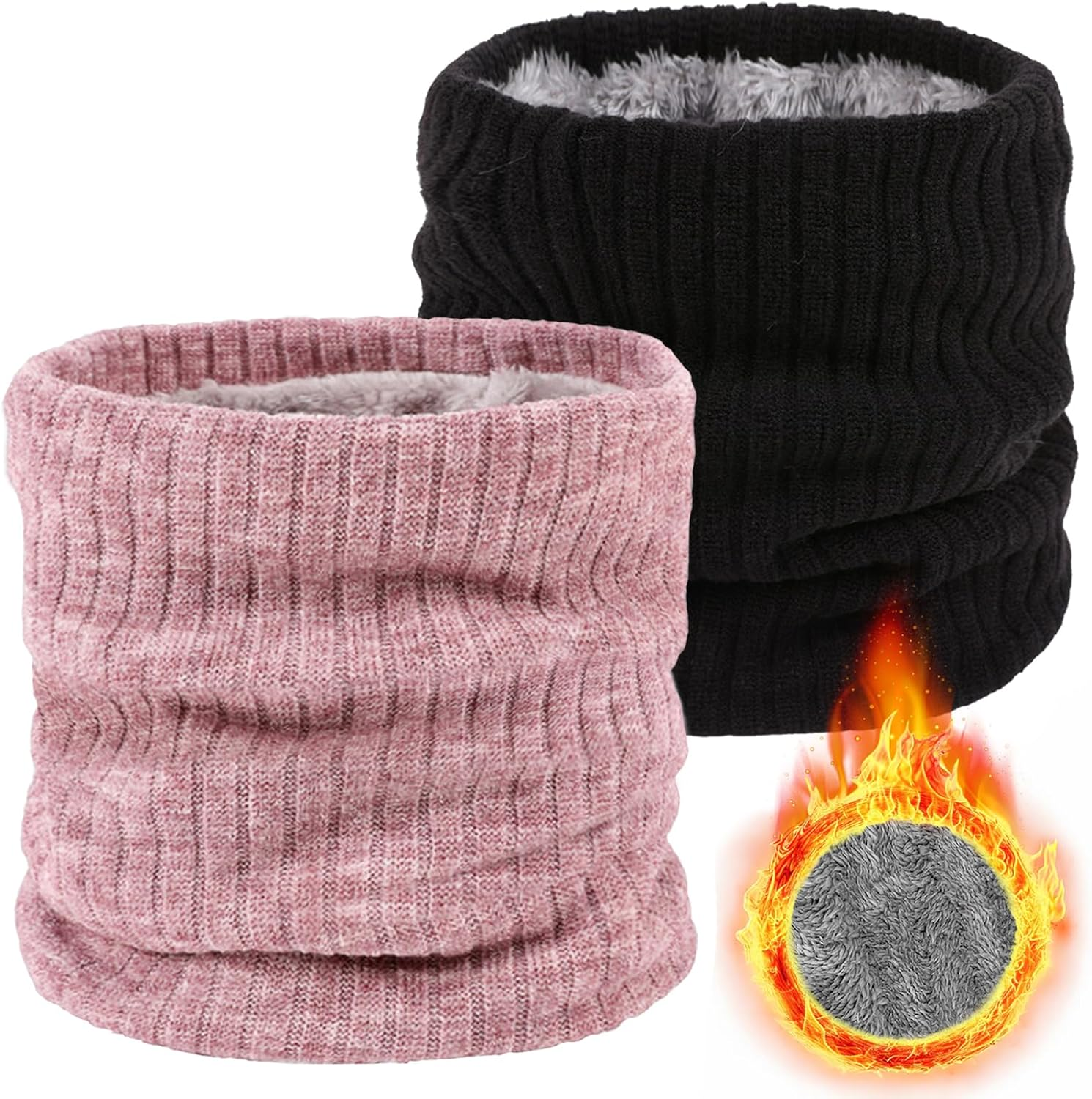 Lifwimner Winter Fleece Neck Warmer Mens Ski Mask Face Warmer Neck Gaiter Neck Scarf Women Thick Windproof 2 Pack image number 2