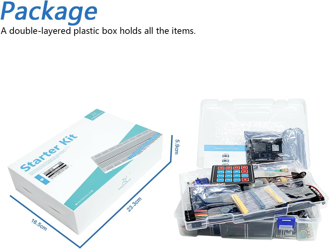 Freenove Complete Starter Kit with Board V5 Rev4 Wifi (Compatible with Arduino IDE), Arm Cortex-M4 Microcontroller, Onboard ESP32-S3, 474-Page Detailed Tutorial, 343 Items, 90 Projects image number 4