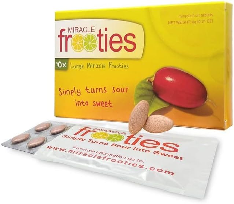 Miracle Frooties, Large Miracle Berry Tablet, 100% Natural Grown Miracle Fruit, Turn Sour Sweet, Change Taste Buds, Flavor Tripping, Tiktok Magic Miraculin, Sugar Free, 20 Count (Pack of 2-Yellow