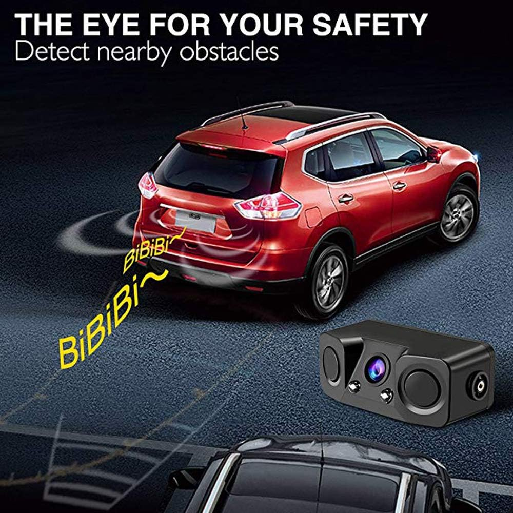 Polarlander 3 in 1 Rear View Camera Waterproof Video Parking Sensor Car Reverse Backup Camerawith 2 Radar Detector Sensors Bibi Alarm image number 4