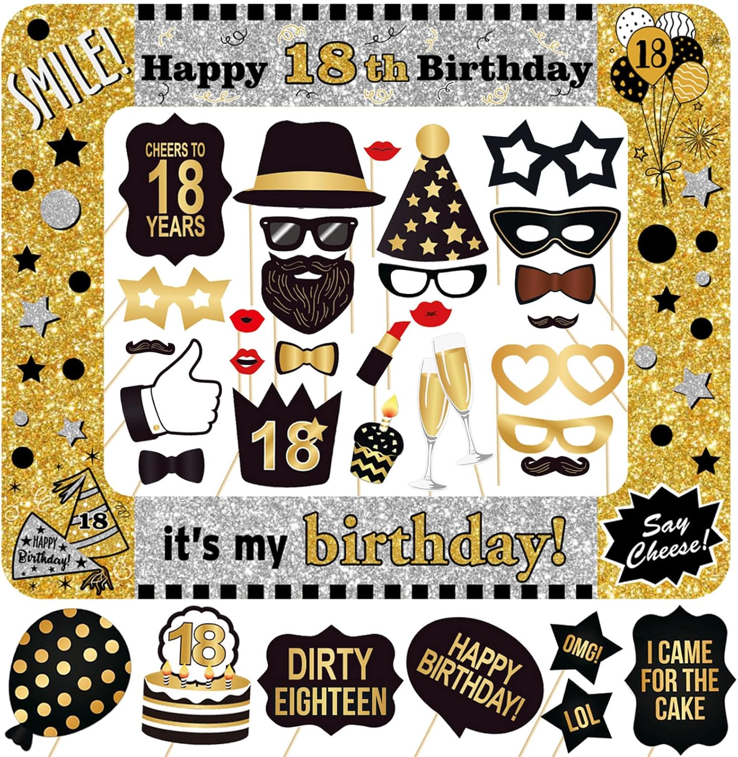 18Th Birthday Inflatable Photo Booth Selfie Frame & Props Set Giant Selfie Photo Booth Picture Frame Photo Props Blow up Photo Frame for 18 Years Old Birthday Party Decoration Suppliese image number 2