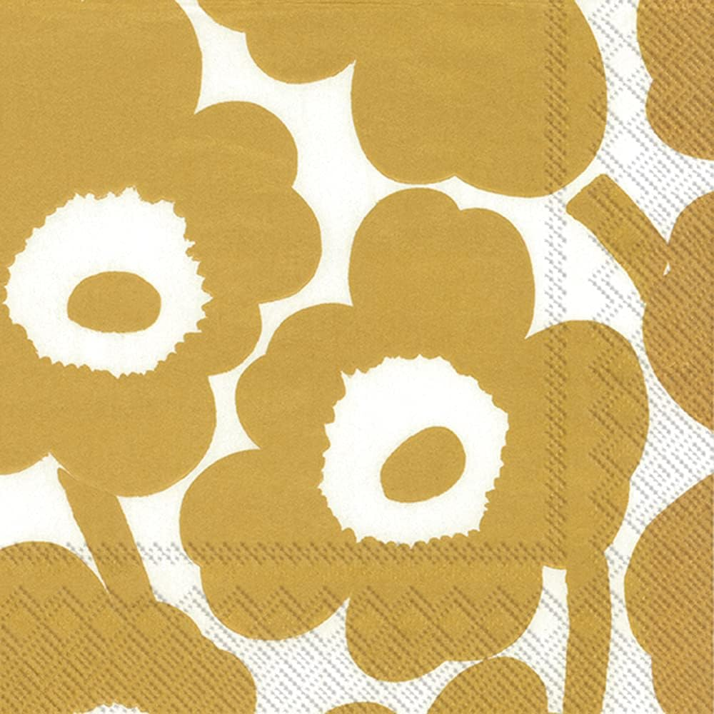 Ideal Home Range Unikko Printed Marimekko 20 Paper Napkins, White/Gold