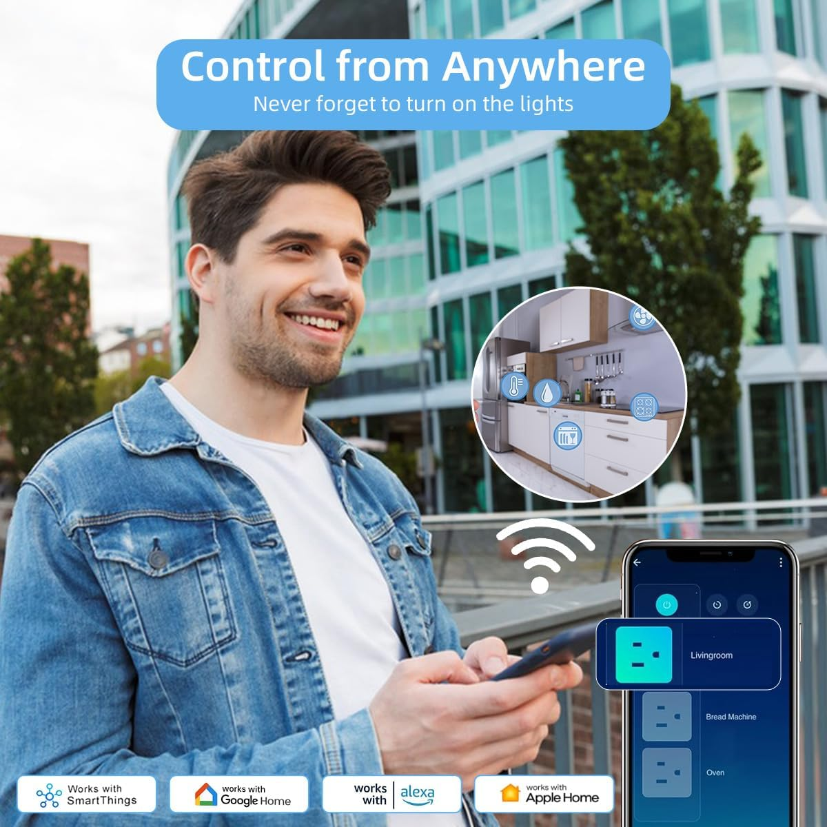 Useelink Wifi Smart Power Strip, Power Board with 4 Outlets and 2 USB Ports & 2 Type C, Timer Schedule,Voice & APP Remote Control, Compatible with Alexa & Google Assistant,1.5M Extension Lead, Black image number 6