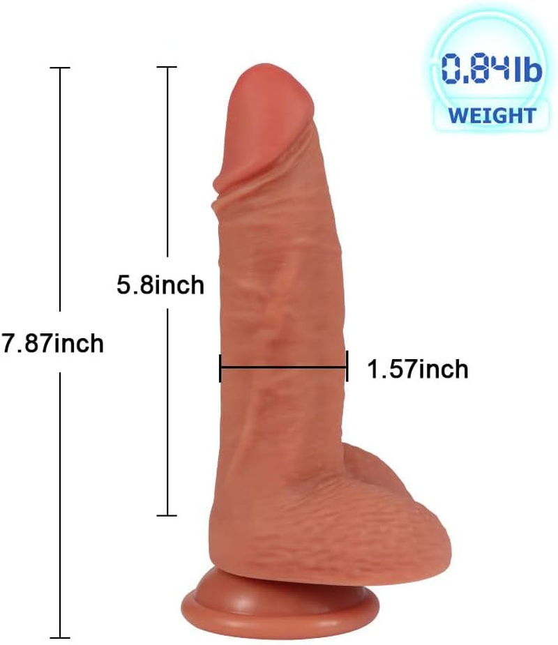 Hyper Realistic Dildo, Anfei Dual-Layered Silicone Cock Slightly Bendable 7.87 Inch G Spot Dildo Penis Toy Premium Liquid Silicone Penis Dong with Suction Cup image number 3