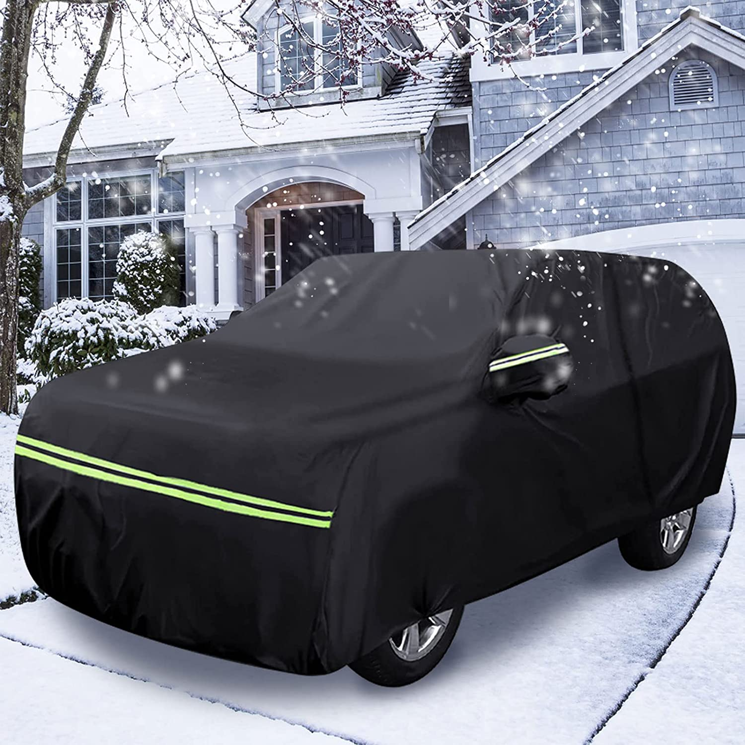 Waterproof Car Covers Replace for 2002-2023 Volvo XC90, 6 Layers All Weather Car Cover with Zipper Door & Windproof Bands for Snow Rain Dust Hail Protection image number 4