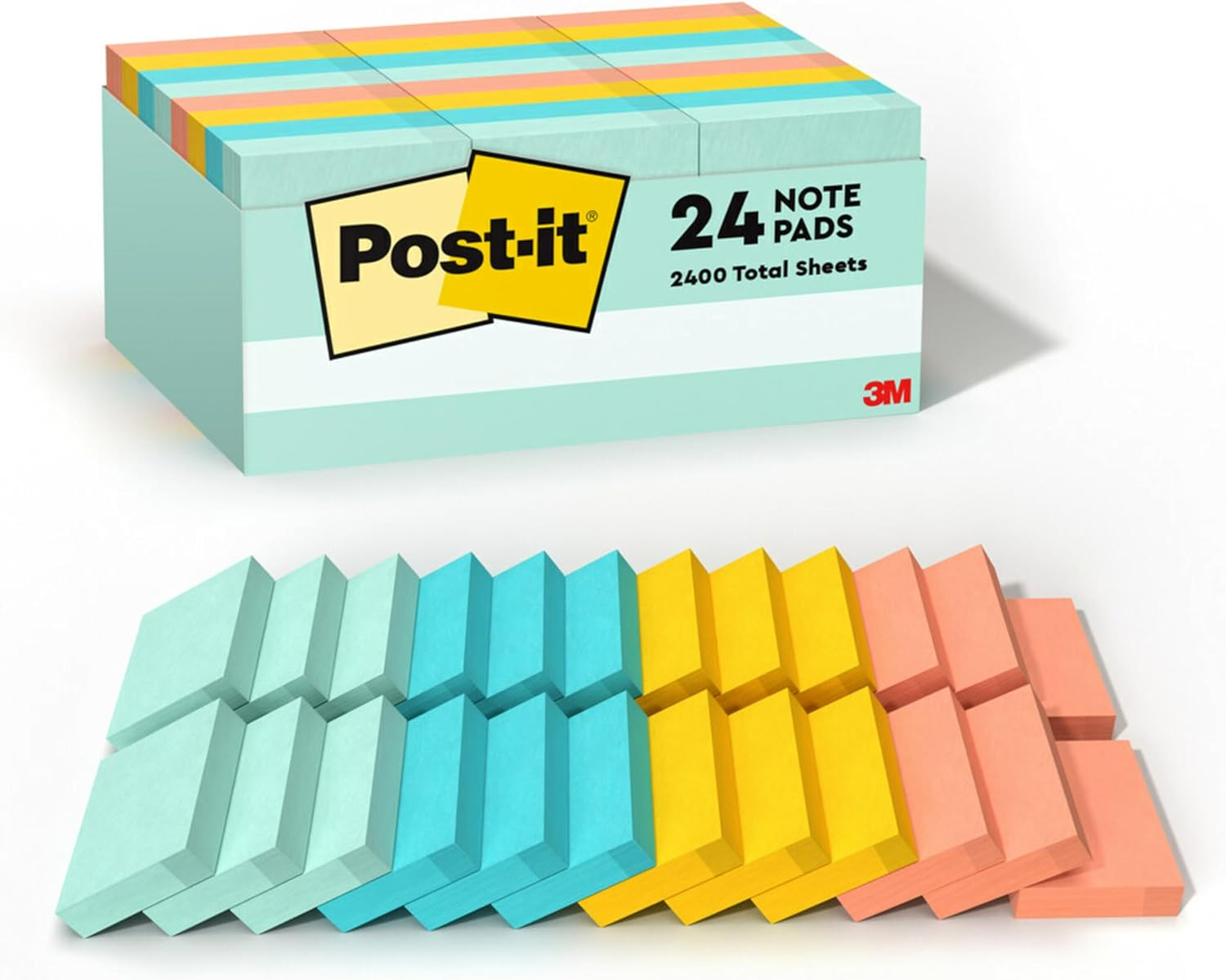 Post-It Notes Value Pack, 1 3/8 in X 1 7/8 In, Marseille Collection, 24 Pads/Pack (653-24APVAD) image number 2