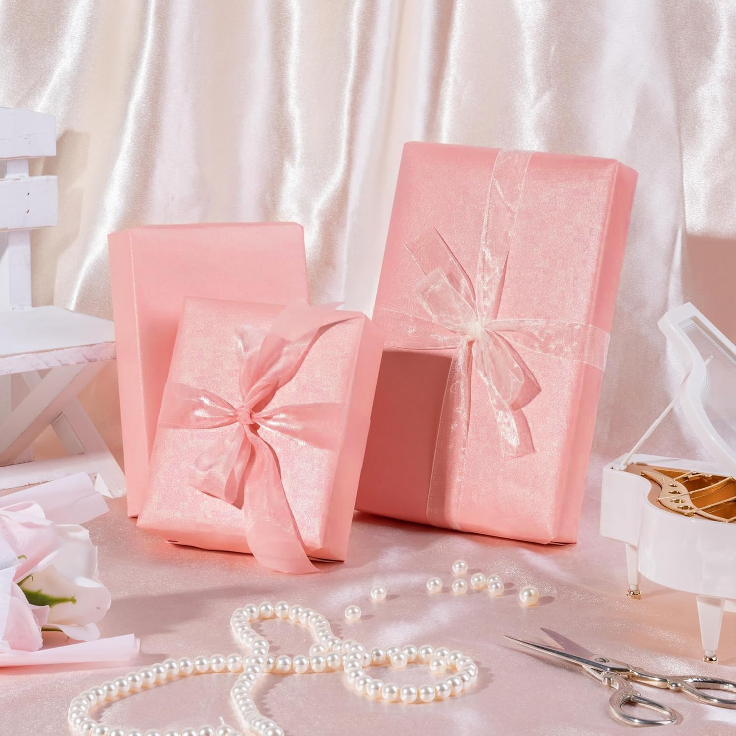 WRAPAHOLIC Baby Shower Wedding Wrapping Paper Roll, Pink Solid Color Gift Wrapping Paper - Perfect for Birthday,Bridal,Valentine'S Day - 17In X 32.8Ft Roll, 46 Sq. Ft image number 6