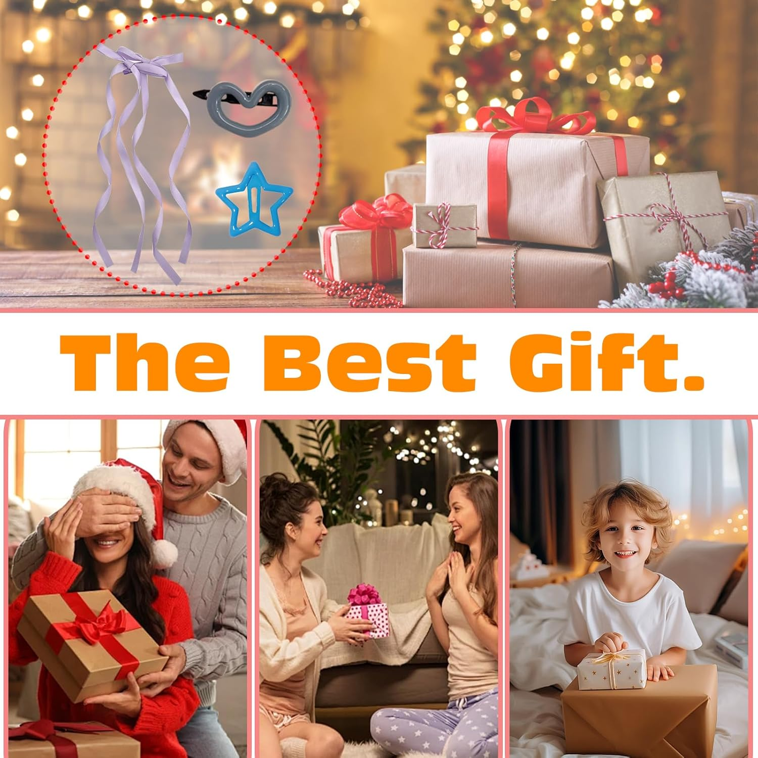 KASESSS 24 Pcs Hair Clips Women and Girls, Heart and Star Hair Clips Set, Long Ribbon Bow Hair Clip Colorful Snap Hair Clips Plastic and Metal Hair Clips Cute Hair Accessories for Daily Party Wedding image number 5