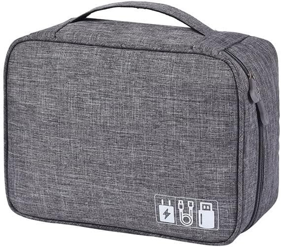 AIMALL Portable Cable Organizer Bag, Multi-Functional Travel Storage Case for Charger, USB, Electronic Accessories, with Adjustable Dividers, Zipper Closure, 7 Colours