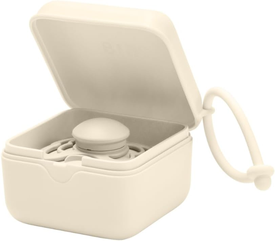 Bibs Pacifier Box with Strap. Soother Holder and Steriliser Case. 100% BPA Free Food-Grade Material. Made in Denmark. Ivory - Dusky Lilac image number 2