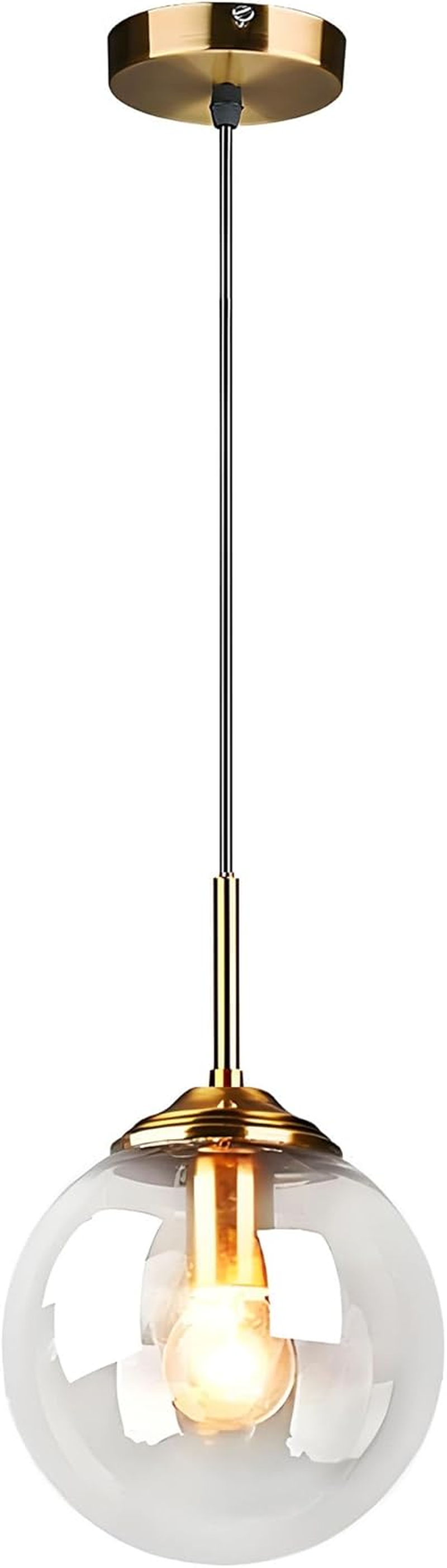 Industrial Vintage 3 Lights Pendant Light,Glass Globe 3 Pendants Ceiling Light, Brass E27 Hanging Lamp Cluster over Kitchen Island & Dining Room Table (Amber)