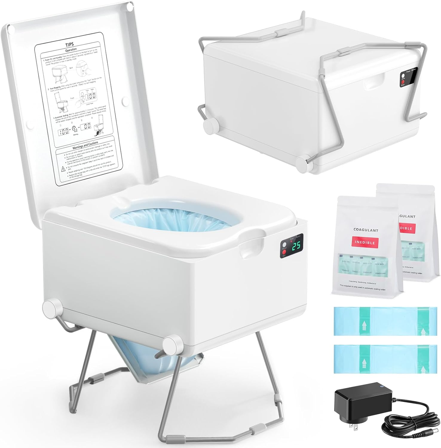 Modiwell Dry Flush Toilet &ndash; Waterless, Odorless, Self-Contained | Rechargeable Portable Toilet for Rvs, Van, Boat, Tiny House, Off-Grid | Easier to Use than Composting or Incinerator Toilets