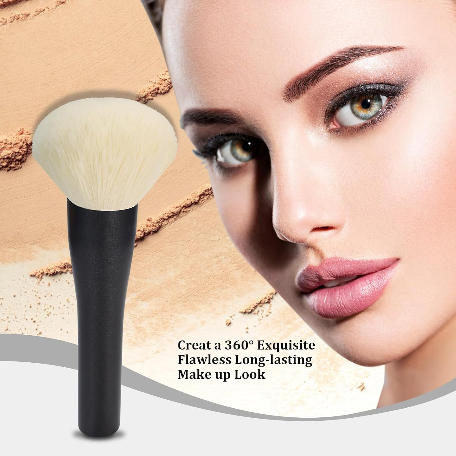 HEYMKGO Powder Makeup Brush - Full Face Powder Brush for Setting Powder, Bronzer, Blush, Blending, Buffing, Sculpting - Large Fluffy Kabuki Brush with Synthetic Bristles for Even Application image number 1