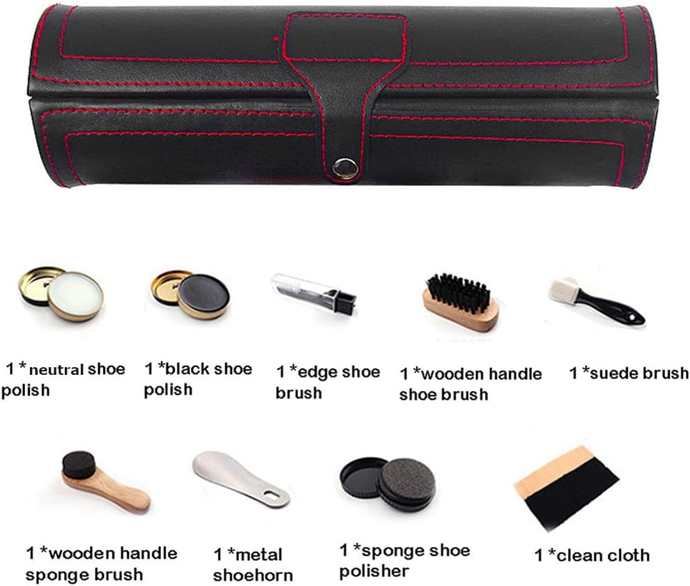 TOMVAES Shoe Polishing Tools Set, 10 Pcs Leather Shoe Polish Kit, Portable Travel Tool, Shoe Shine Kit for Oiling, Polishing, Waxing image number 6