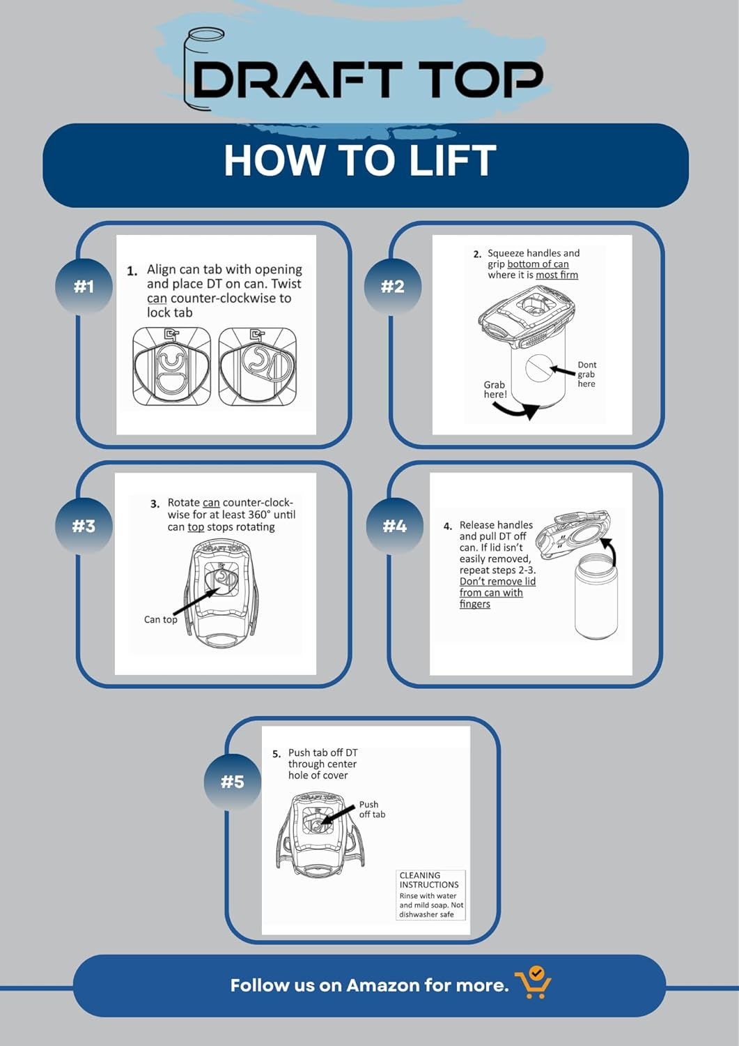 Draft Top Lift &ndash; Topless Can Opener | as Seen on Shark Tank | Perfect for Most 7.5-19.2 Oz Cans Including Mini, Skinny, and Tall Can Sizes&ndash; Enjoy Full-Flavor Beverages, Cocktails (Ghost White) image number 5