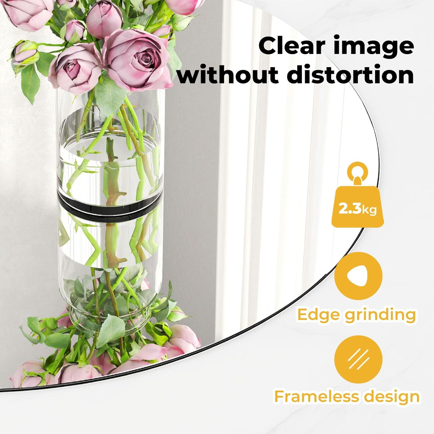 Levede Wall Mirror Frameless 50X50Cm Round, Explosion-Proof Bathroom Mirror with Dovetail Hook,3.5Mm Tempered Glass, HD Reflection,Safe Design,For Bedroom, Living Room, Entryway, Modern Home Decor image number 1