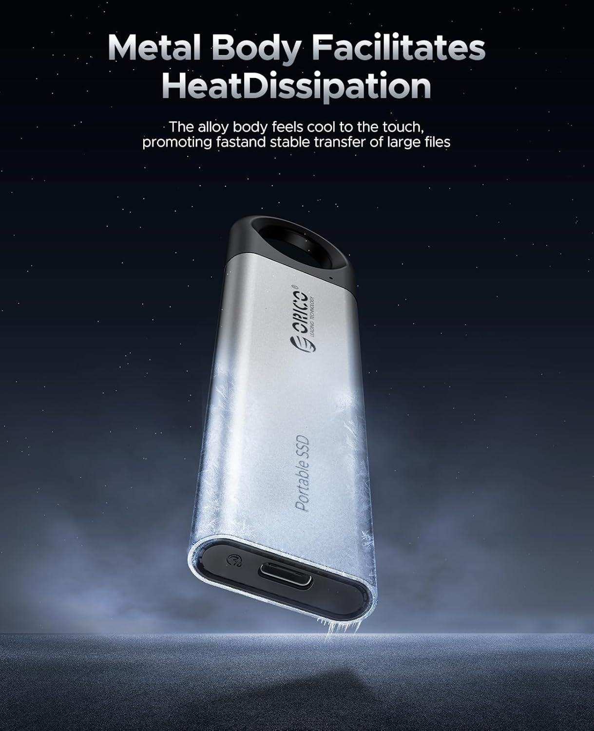 ORICO 1TB External SSD up to 1050Mb/S, Hanging Hole Design Portable Solid State Drive, USB C&A 2 in 1 Cable, Reliable Storage for Type-C Smartphone, Tablets, Laptops - C10 image number 4