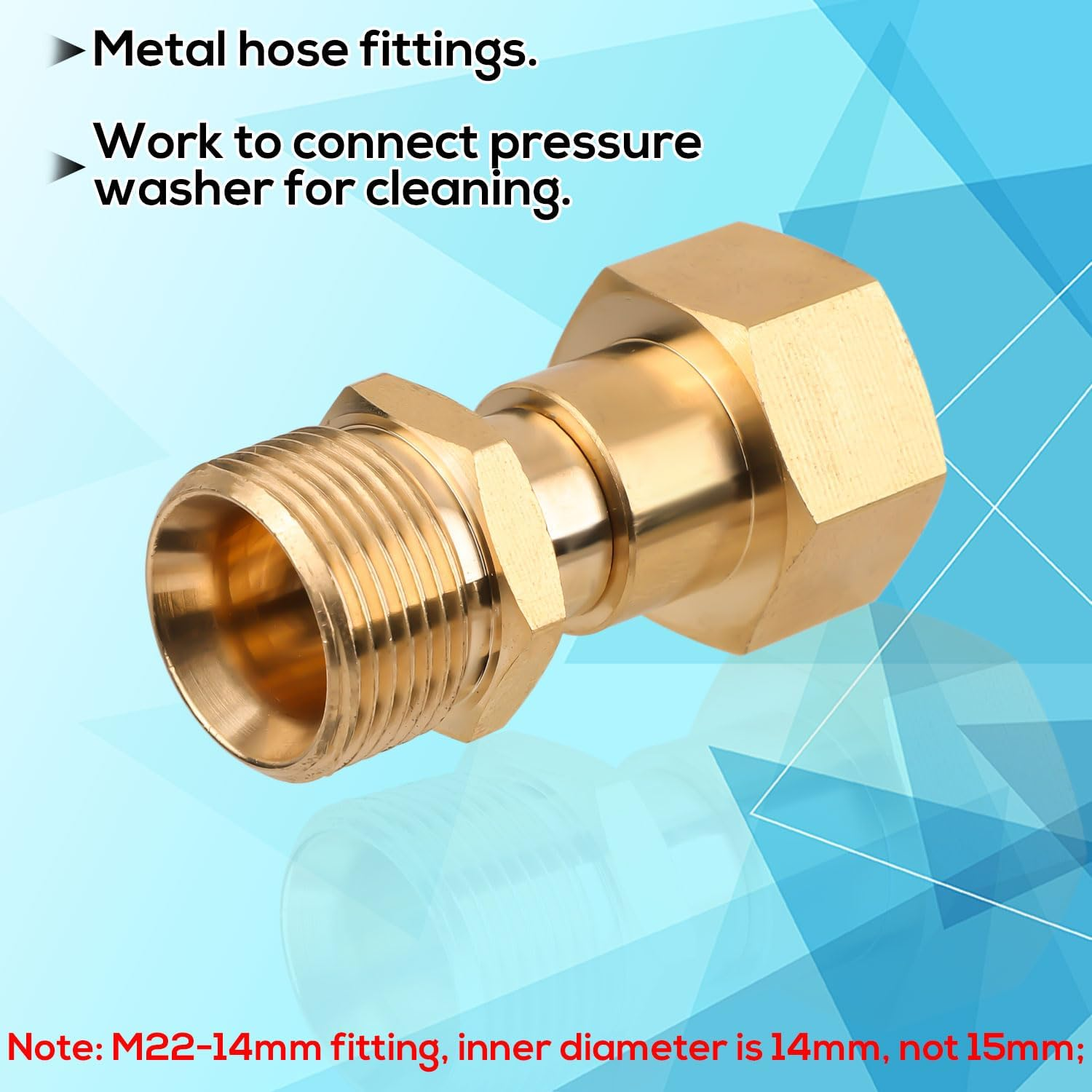 Gosknor Quick Connect Pressure Washer Fitting, Male M22-14Mm Quick Connect Pressure Washer Swivel Fitting Pressure Washer Adapter for Power Washer Hose Pump image number 4