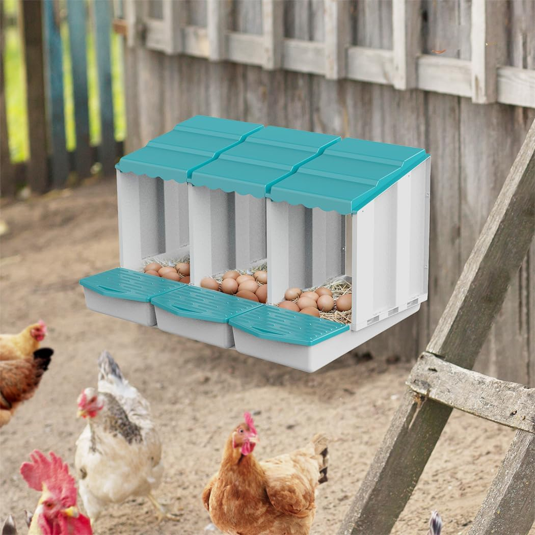 PORIYA 3 Hole Chicken Nesting Box Roll Away Chook Hen Laying Boxes Modular Nest House image number 4