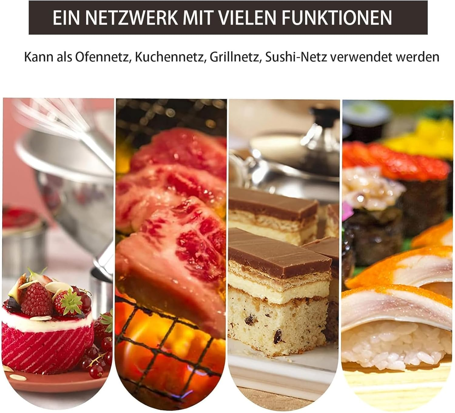 GANILITY round Cooling Rack, Pack of 3 Cooling Rack with 1 Piece Silicone Brush, 32 Cm round Cake Rack, Stainless Steel Cake Rack, Cooling Rack, Kitchen Accessories, for Cooling, Baking image number 1