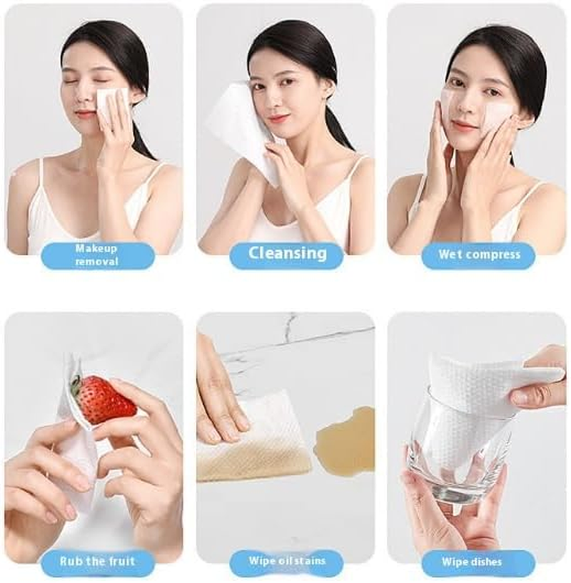 Disposable Face Towel, Extra Thick Cotton Tissue, 100% Cotton Lint Free Unscented Dry Wipes, Facial Clean Washcloth Tissue, Make up Removing Wipes Ultra Soft for Sensitive Skin Cleaning (6 Packs) image number 6