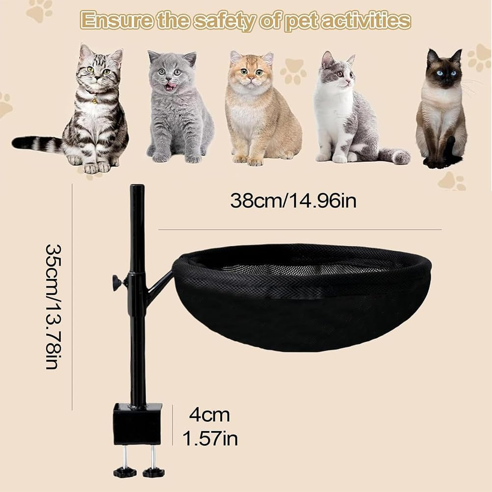 HPAMR Table Cat Bed, Cat Bed Desk Mount, Cats Desk Hammock, Adjustable 360 Rotating Furniture Hammock with Removable Washable Cover, Nest for Game Tables Desktop image number 6