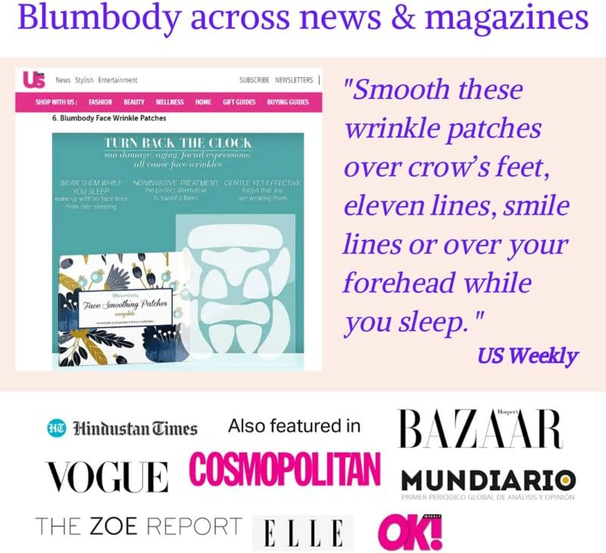 BLUMBODY Face & Forehead Wrinkle Patches - Mini anti Wrinkle Facial Patches to Smooth Eye, Mouth, Forehead Wrinkles - Non-Silicone Face Tape for Fine Wrinkles between Eyes & Face - 160 Face Patches image number 4
