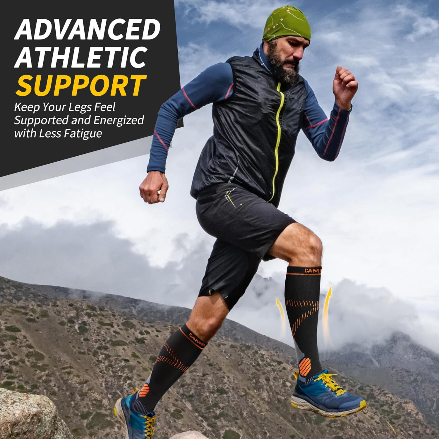 CAMBIVO 2 Pairs Compression Socks for Women and Men, 15-20 Mmhg Knee-High Compression Support Stockings for Swelling, Nurses, Running, Travel, Flight image number 1