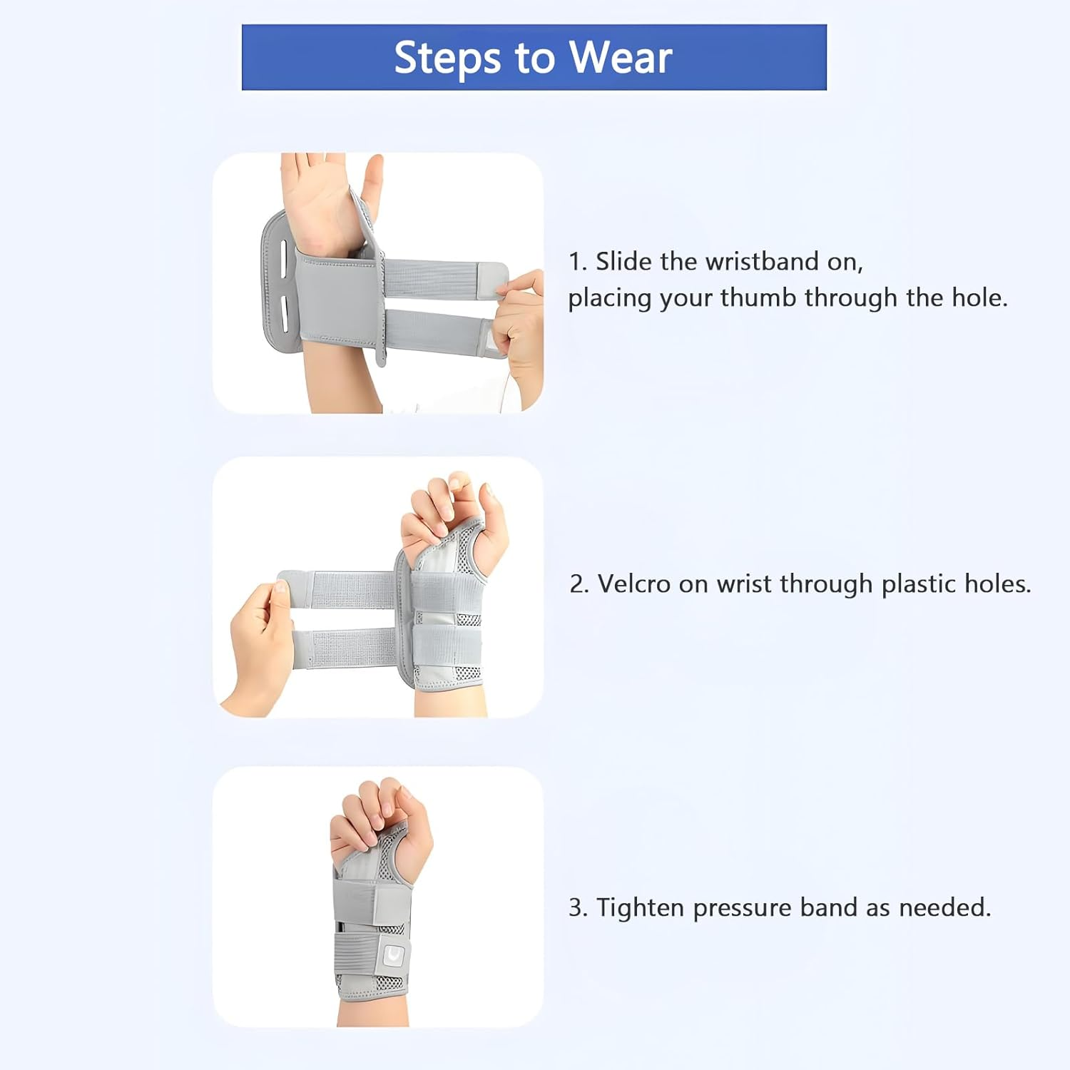 Wrist Support, Carpal Tunnel Wrist Brace for Left & Right Hand, Adjustable Compression Wrist Band for Tendonitis, Arthritis, Wrist Pain Relief, Thumbs Support for Rehabilitation (Left Hand-Gray) image number 5