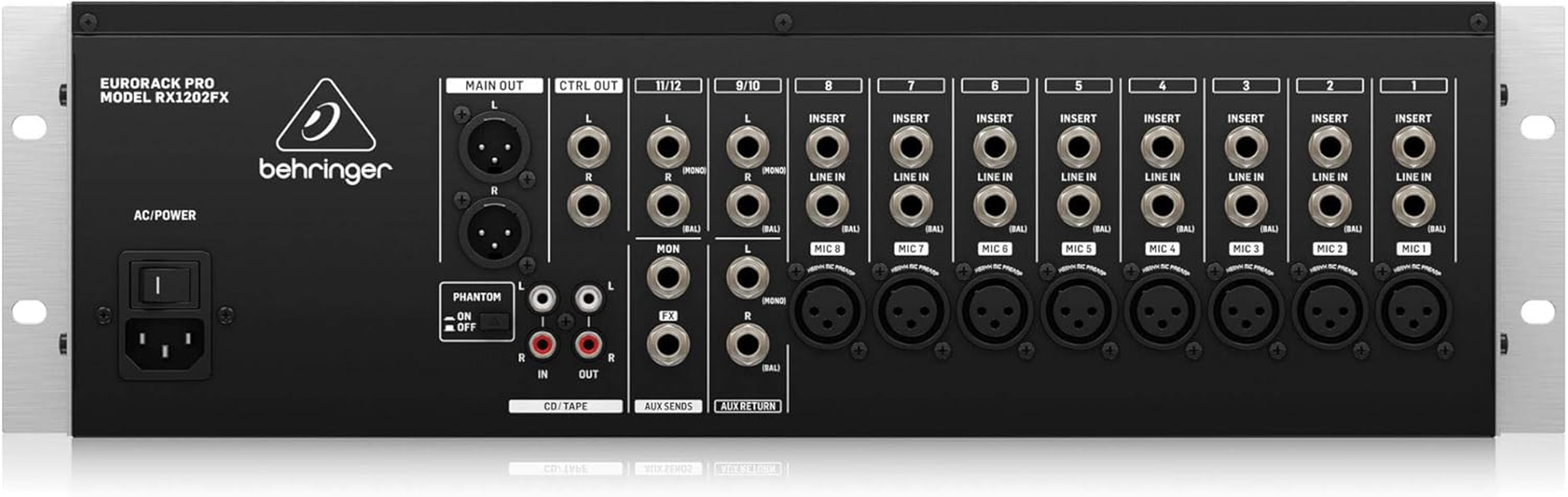Behringer RX1202FX V2 Premium 12-Input Mic/Line Rack Mixer with XENYX Mic Preamplifiers, British Eq'S and Multi-Fx Processor image number 1