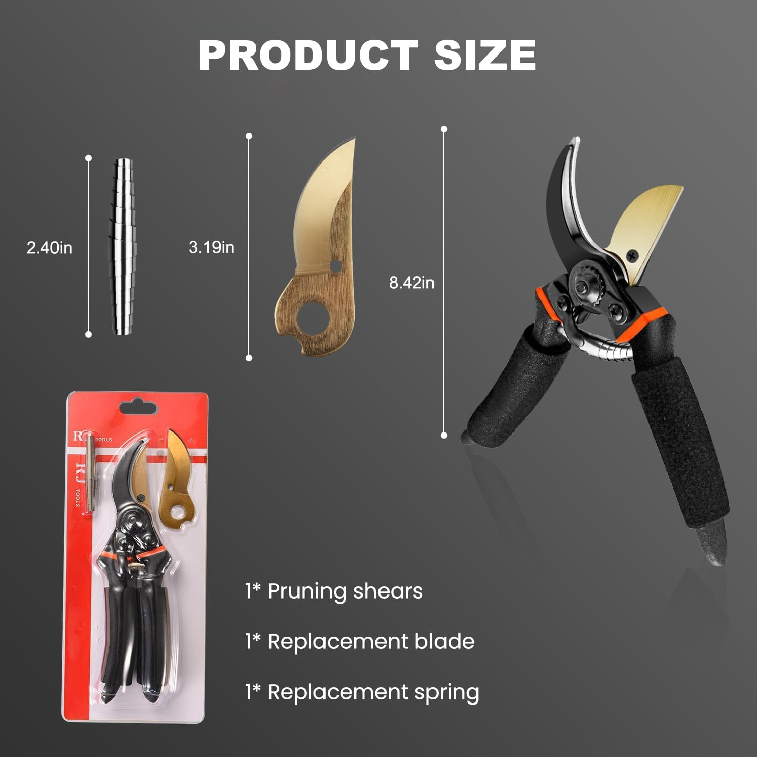 8.3&rdquo; Secateurs, Bypass Pruning Shears with Replacement Blades and Springs, Quality Gardening Shears, High-Performance Garden Secateurs,Gardening Hand Pruner,Gardening Tools for Pruning image number 4