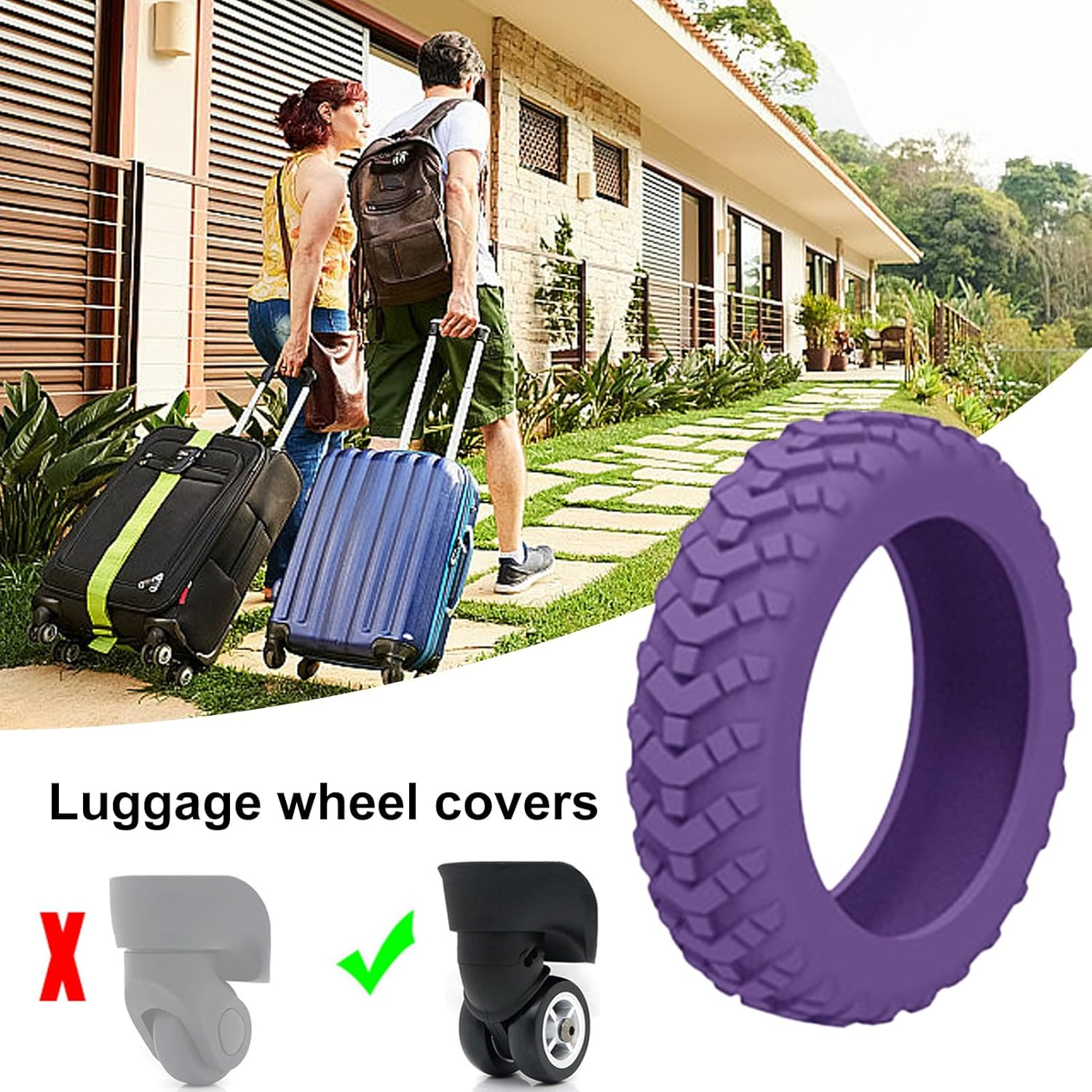 Mivpzisk 8 Pack Luggage Wheel Silent Cover, Luggage Wheel Protector, Silicone Lu-Ggage Wheels Covers, Reduce Noise Shock-Proof Luggages Spinner Wheels Covers, Colorful Luggages Whe-El Protector - Pink image number 6