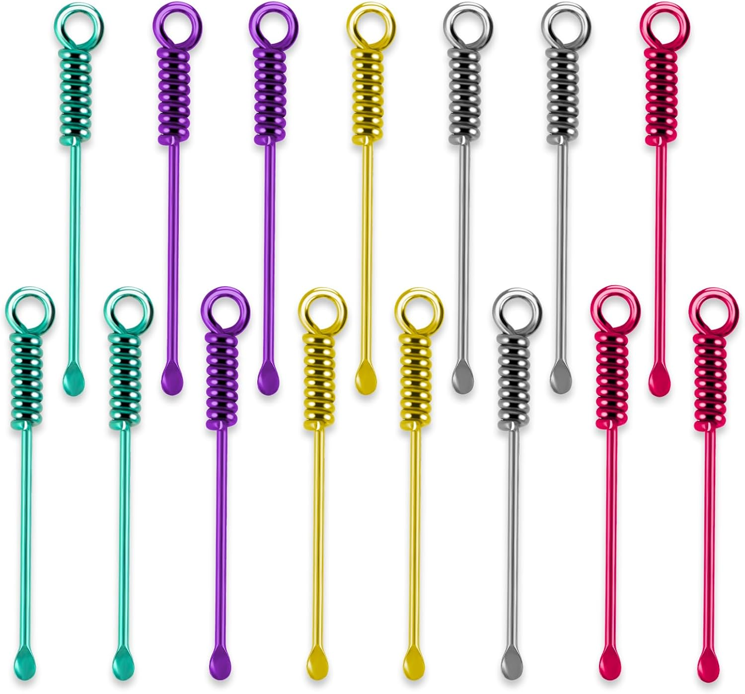 15 PCS Tiny Spoon, Portable Alloy Mini Shovel Spoon Powder Spoon Keychain Teaspoon Sparkling Pendant Necklace for Spices Salts Sand Spice Scoop image number 3