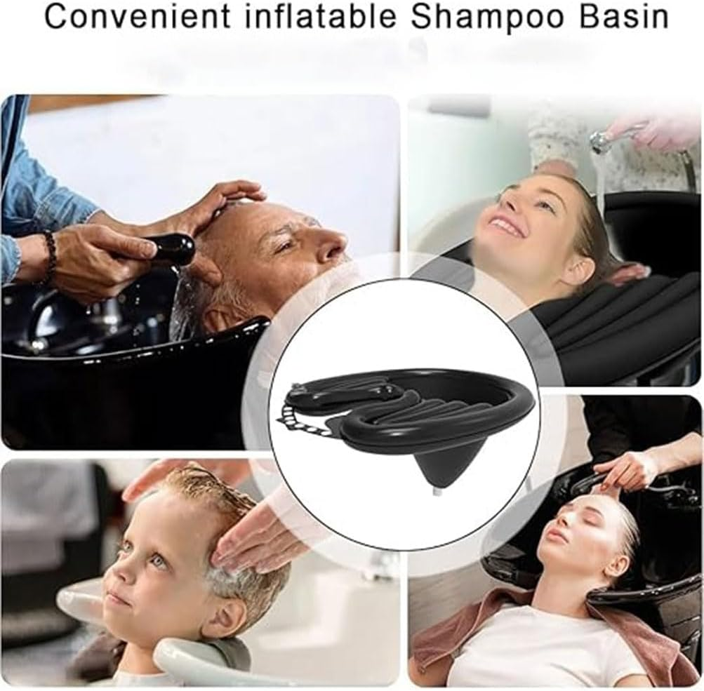 Upright Shampoo Basin Portable Inflatable Shampoo Basin for Washing and Cutting Hair at Home and in Bed without a Salon Chair Drains Tube and Waterproof Shawl Home Shampooing Basins image number 4