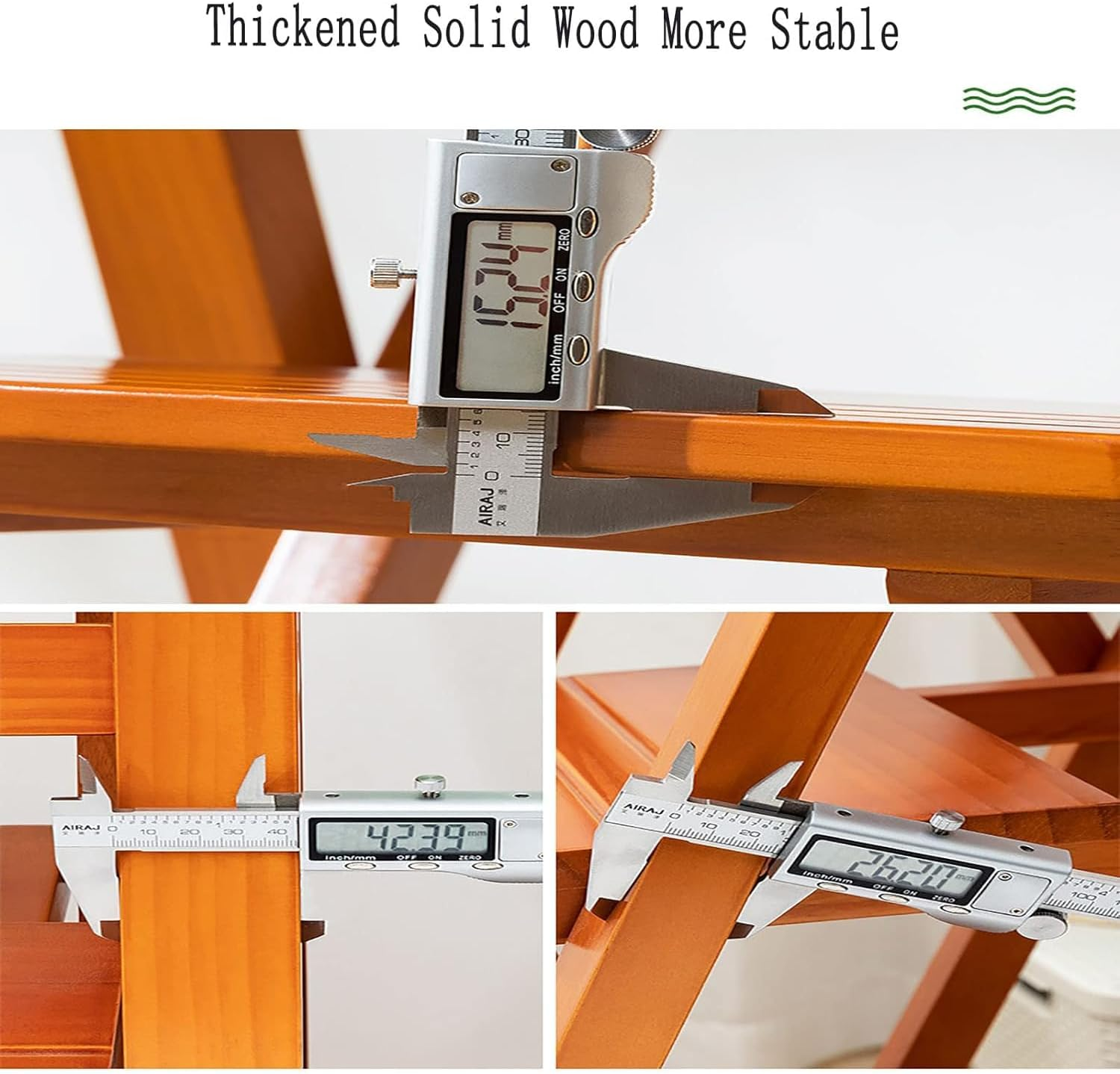 MOMOGEE Wooden Folding Step Stool Portable Library Ladder Chair 2 Tier Indoor Climbing Stool Wide Tread Non-Slip Step Chair Display Storage Shelf Plant Stand for Home Office (2-Tier)