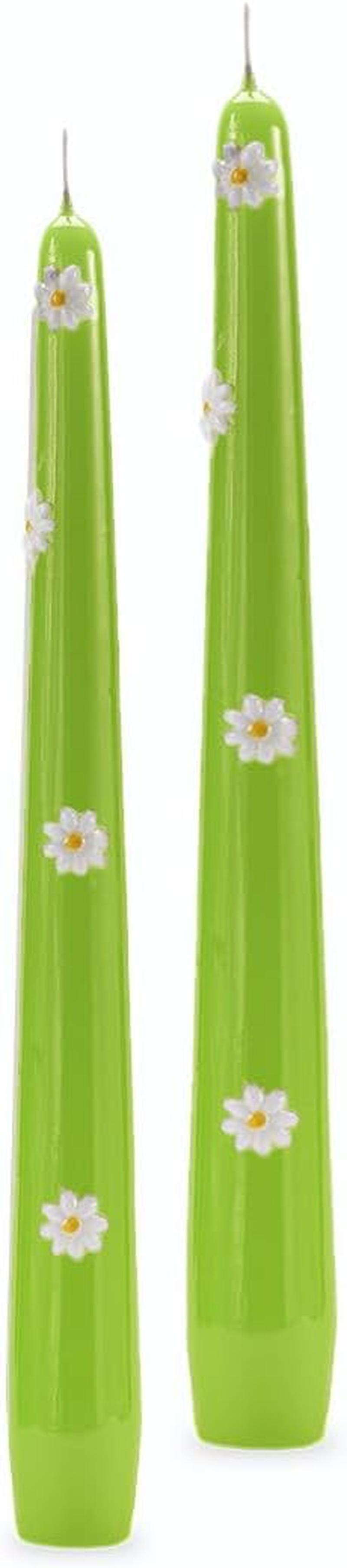 Set of 2 Wax Daisy Candles 25 Cm Pistachio Made in Italy Handmade Cereria Di Giorgio image number 2